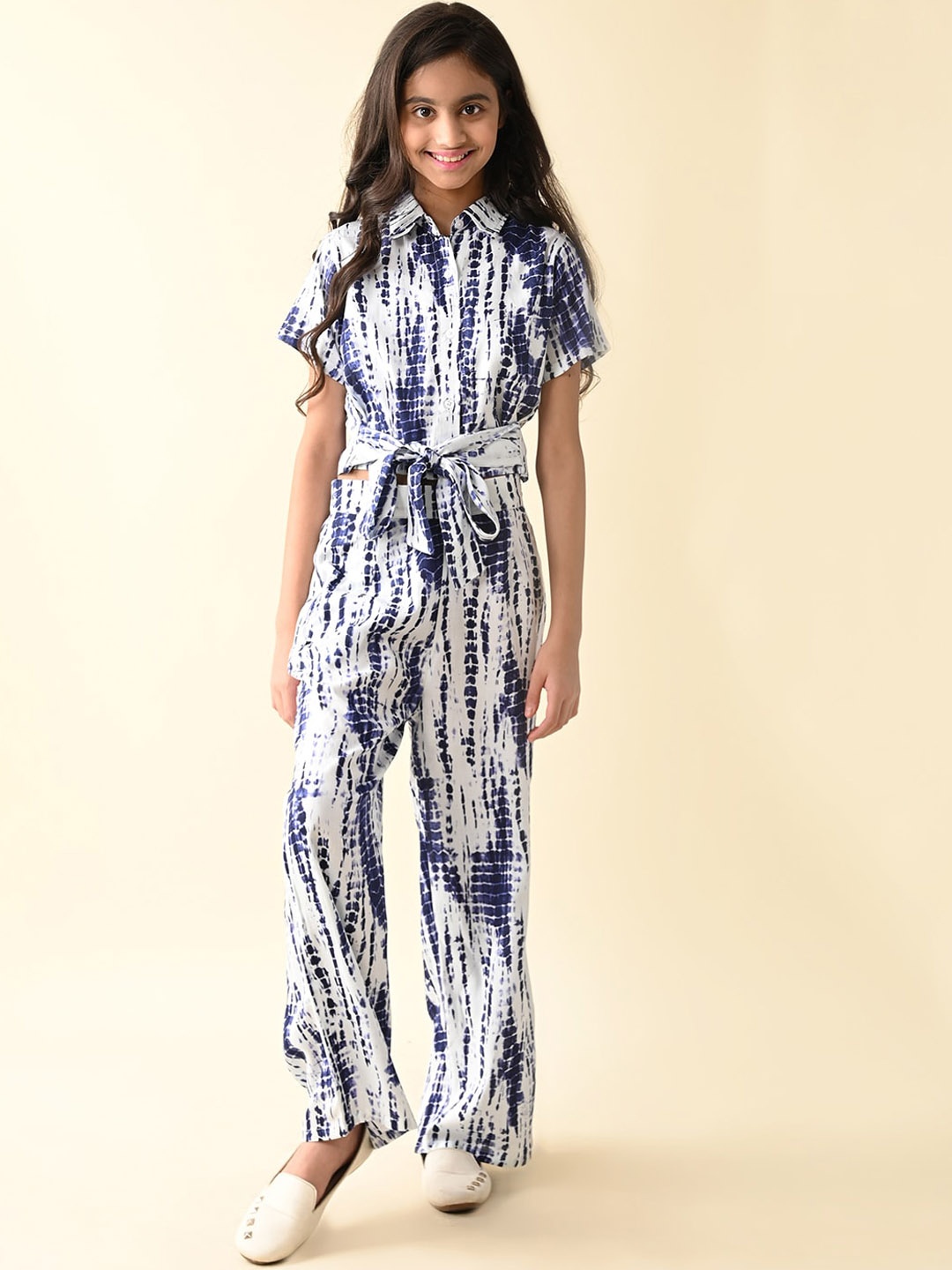 

BAESD Tie & Dye Dyed Tie Up Top & Trouser, Navy blue