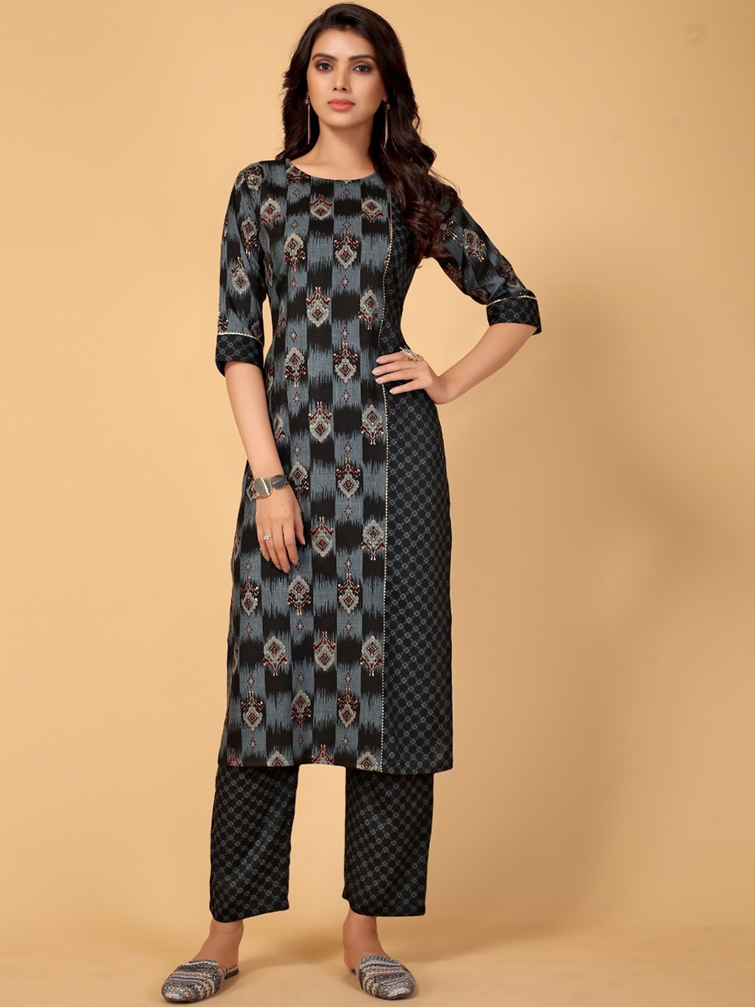 

DIVASTRI Regular Kurta with Trousers, Navy blue