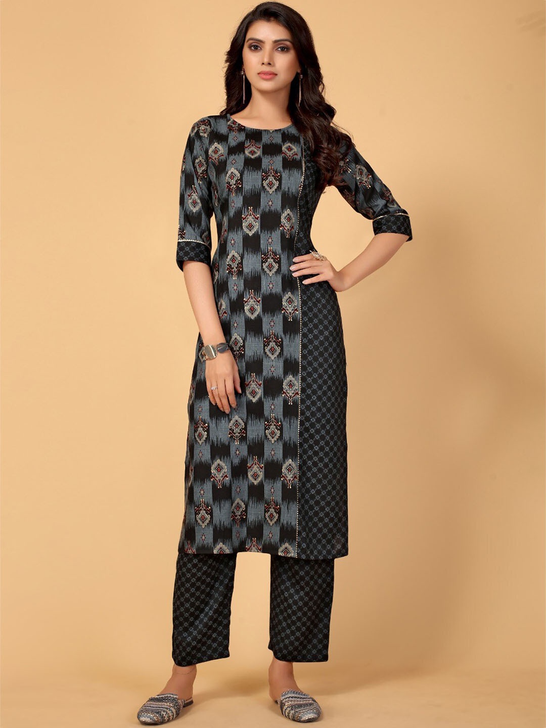 

DIVASTRI Regular Kurta with Trousers, Navy blue