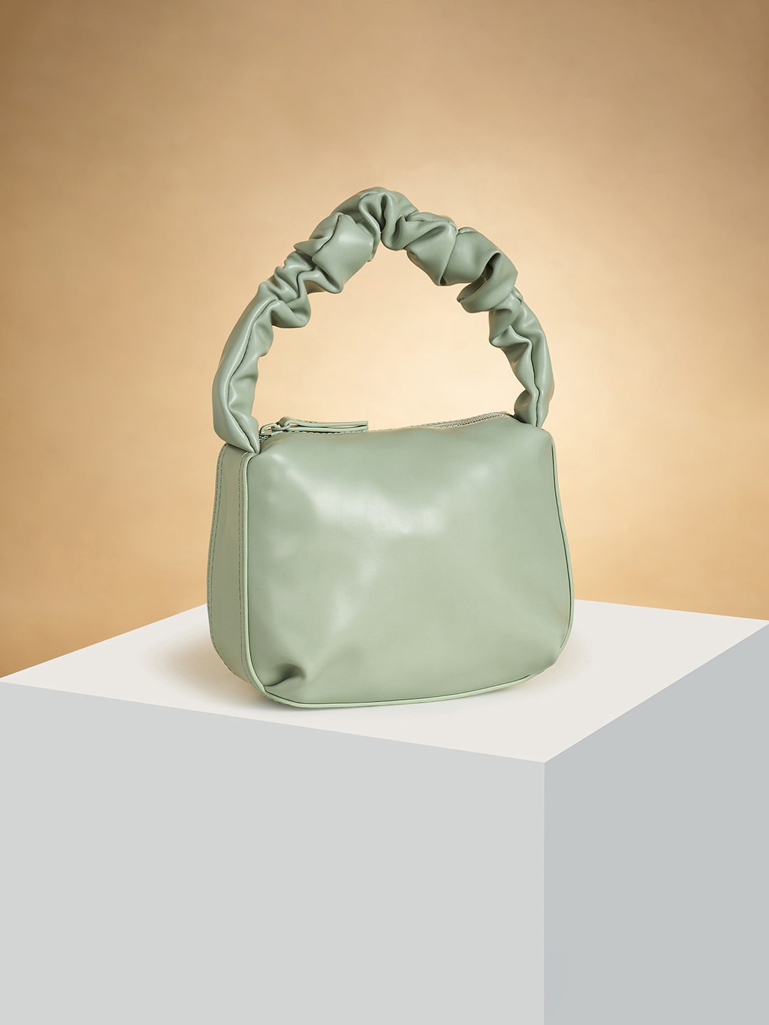 

Forever Glam by Pantaloons PU Structured Handheld Bag, Green