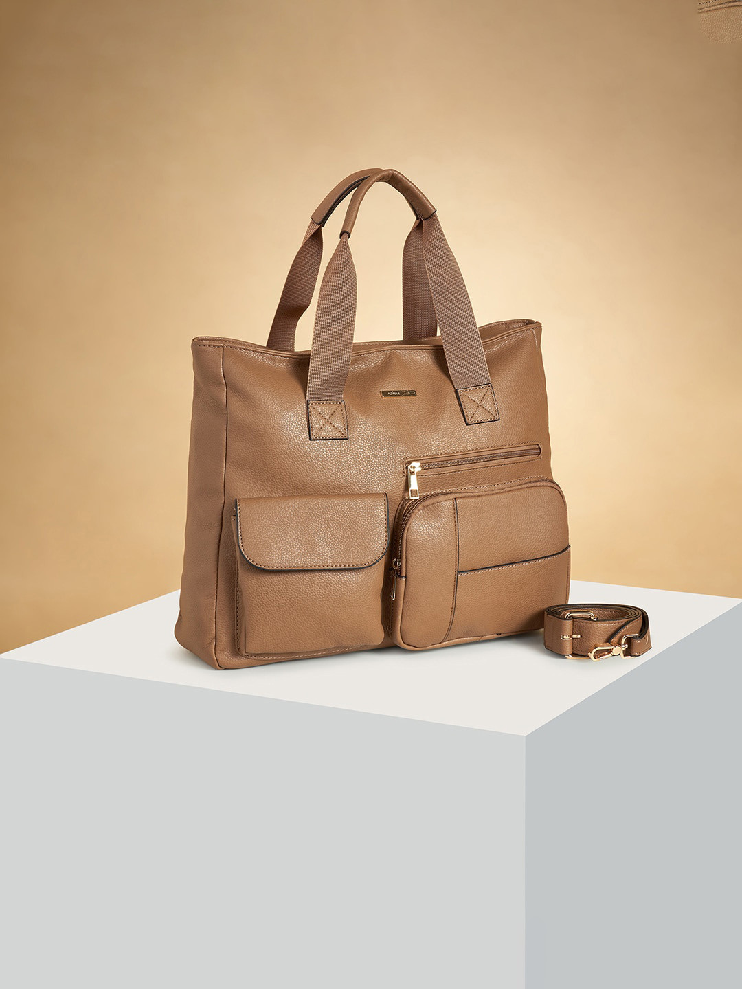 

Forever Glam by Pantaloons Textured Structured Handheld Bag, Taupe