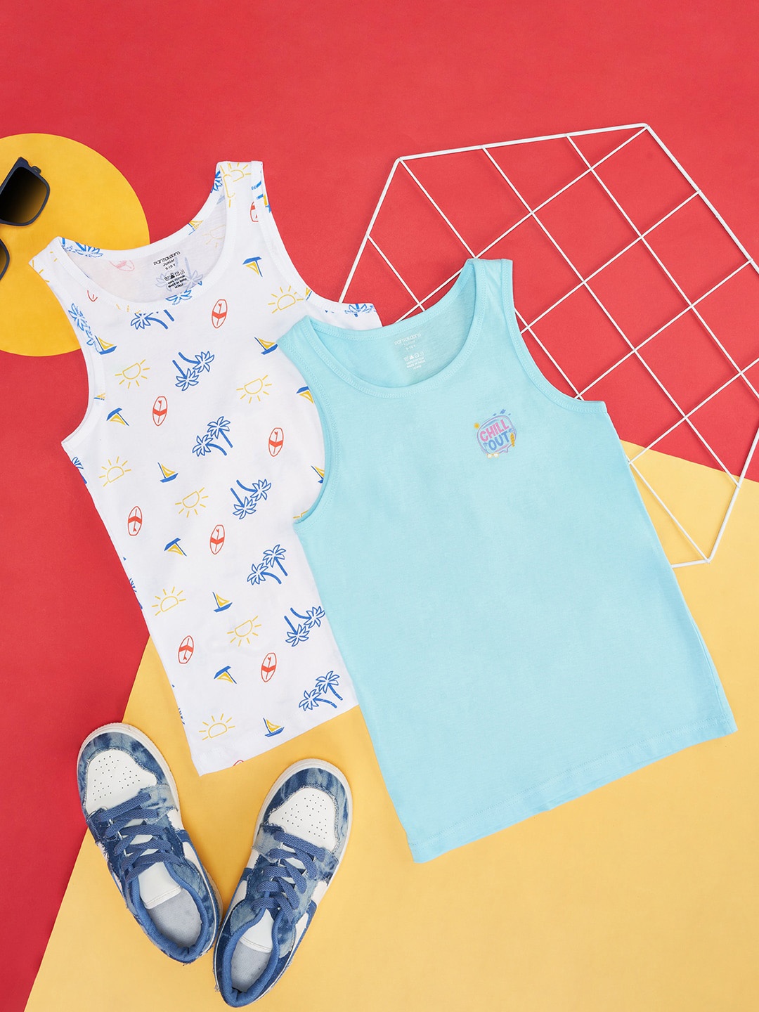 

Pantaloons Junior Boys Pack Of 2 Printed Pure Cotton Innerwear Basic Vests 8909044138033, White