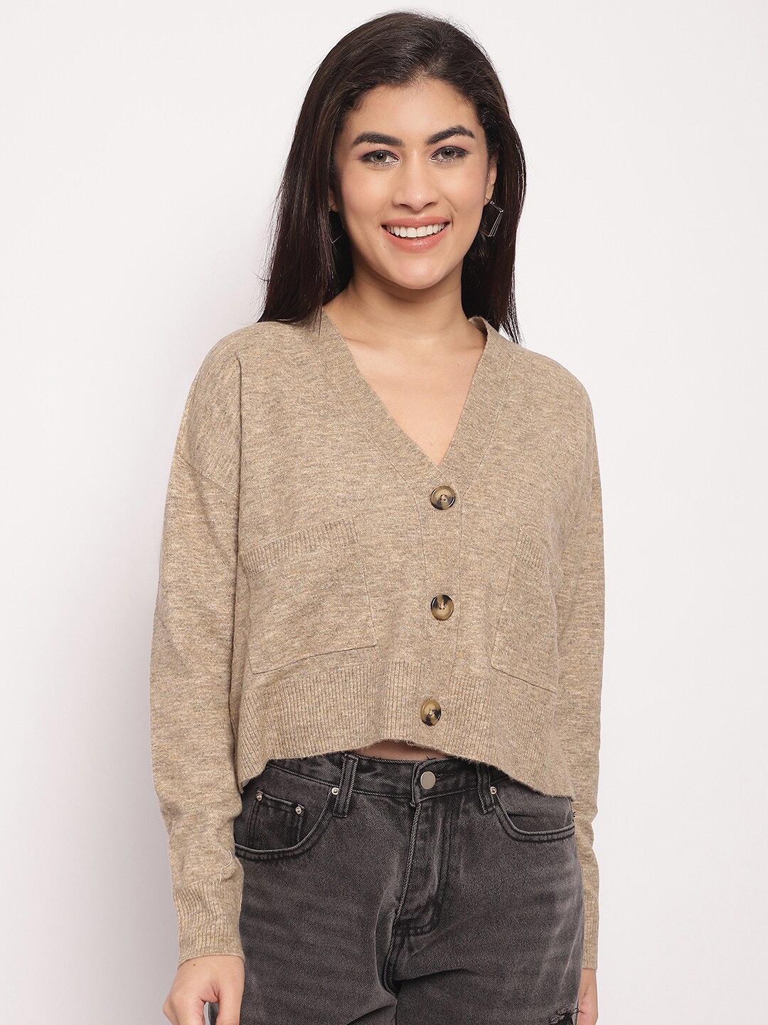 

NoBarr V-Neck Sweaters Cardigan, Brown