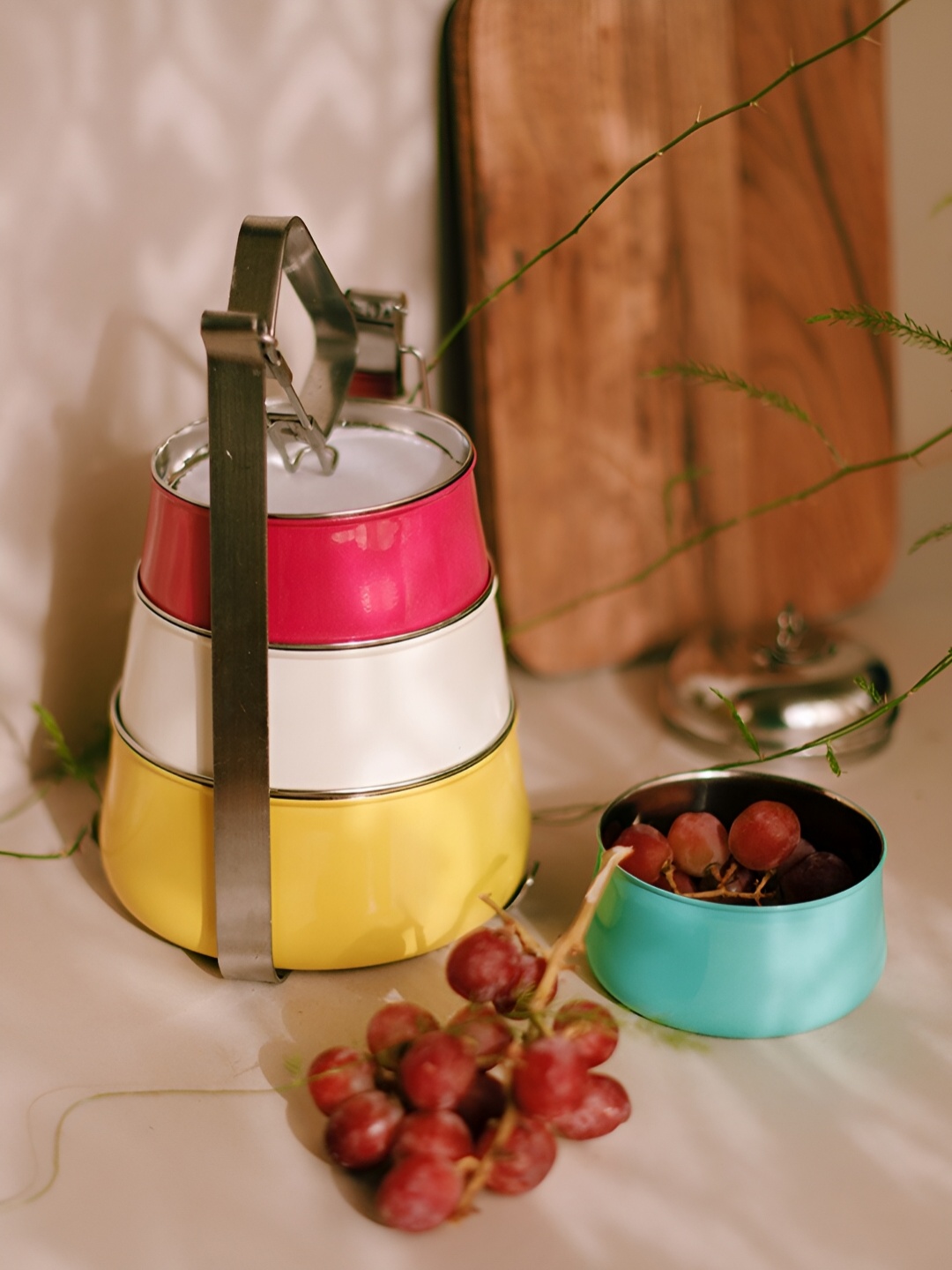 

Living With Elan White & Yellow Stainless Steel Lunch Box