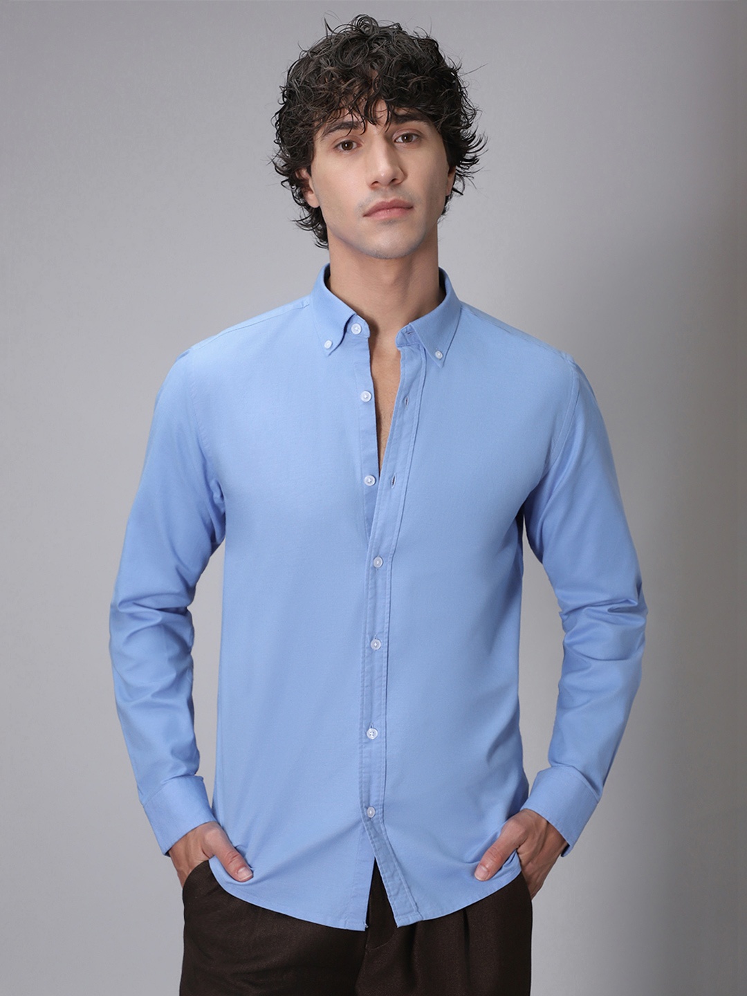 

Banana Club Classic Button-Down Collar Oxford Cotton Casual Shirt, Blue