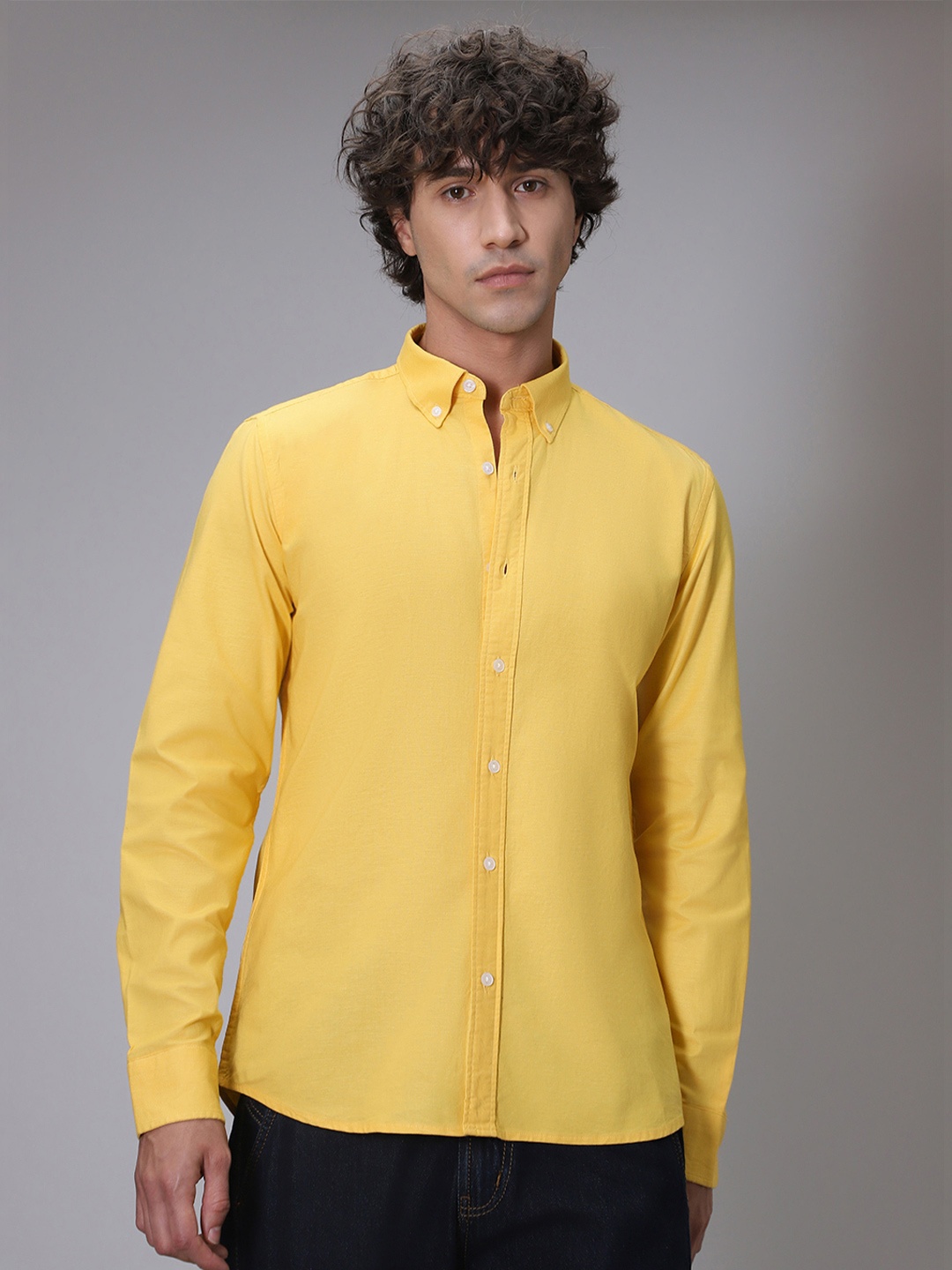 

Banana Club Classic Button-Down Collar Cotton Casual Shirt, Yellow