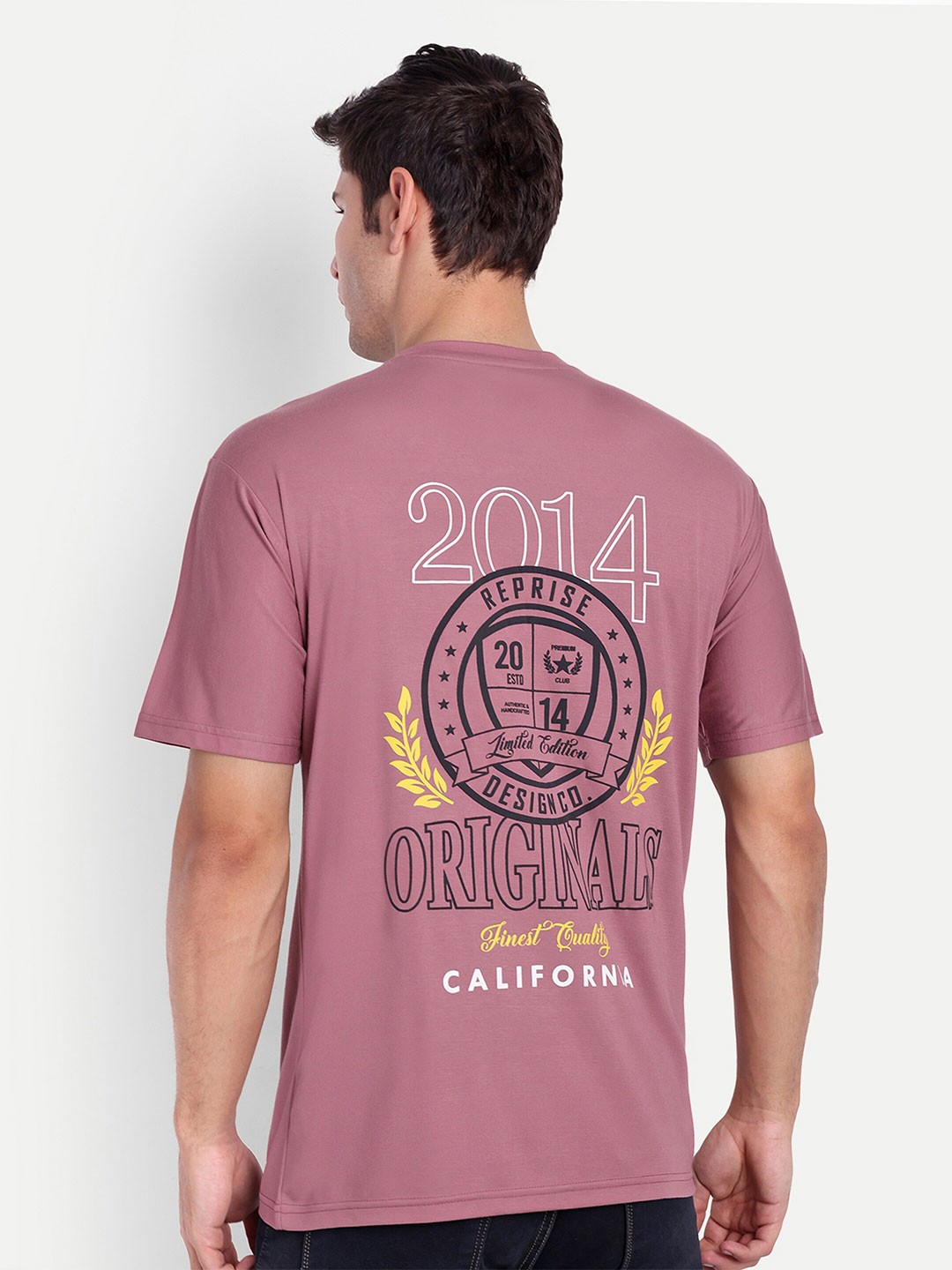 

REPRISE Typography Printed Round Neck Oversized T-shirt, Mauve