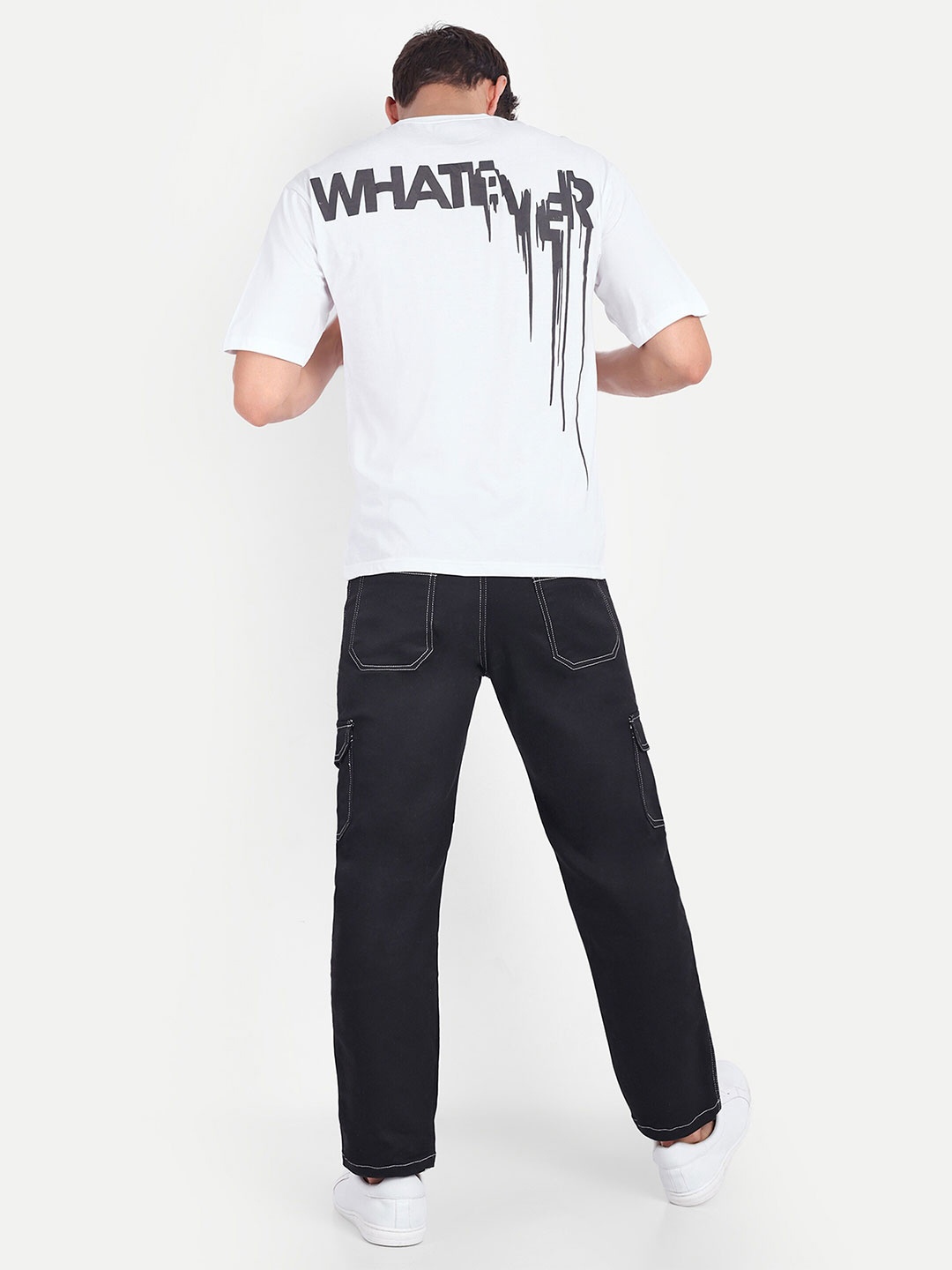 

REPRISE Typography Round Neck Short Sleeves Cotton T-shirt, White