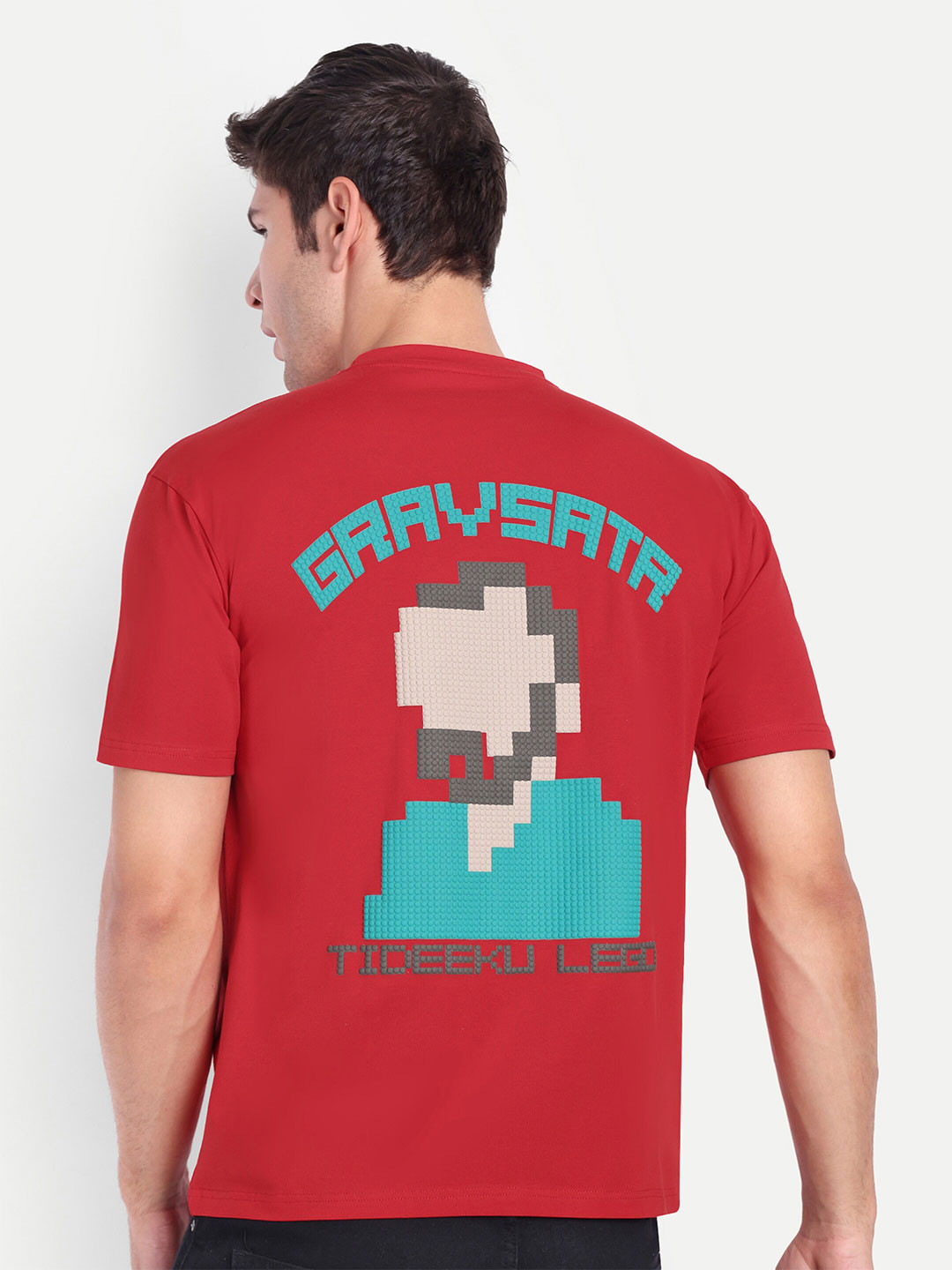 

REPRISE Typography Printed Round Neck Oversized T-shirt, Red