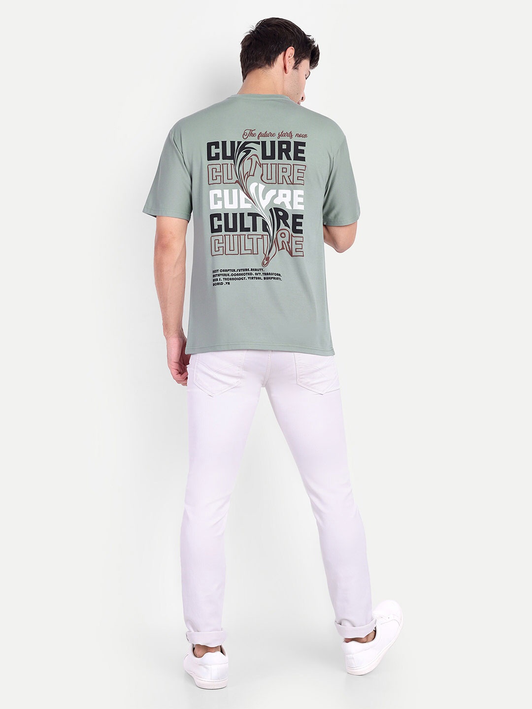 

REPRISE Typography Printed Round Neck Oversized T-shirt, Sea green