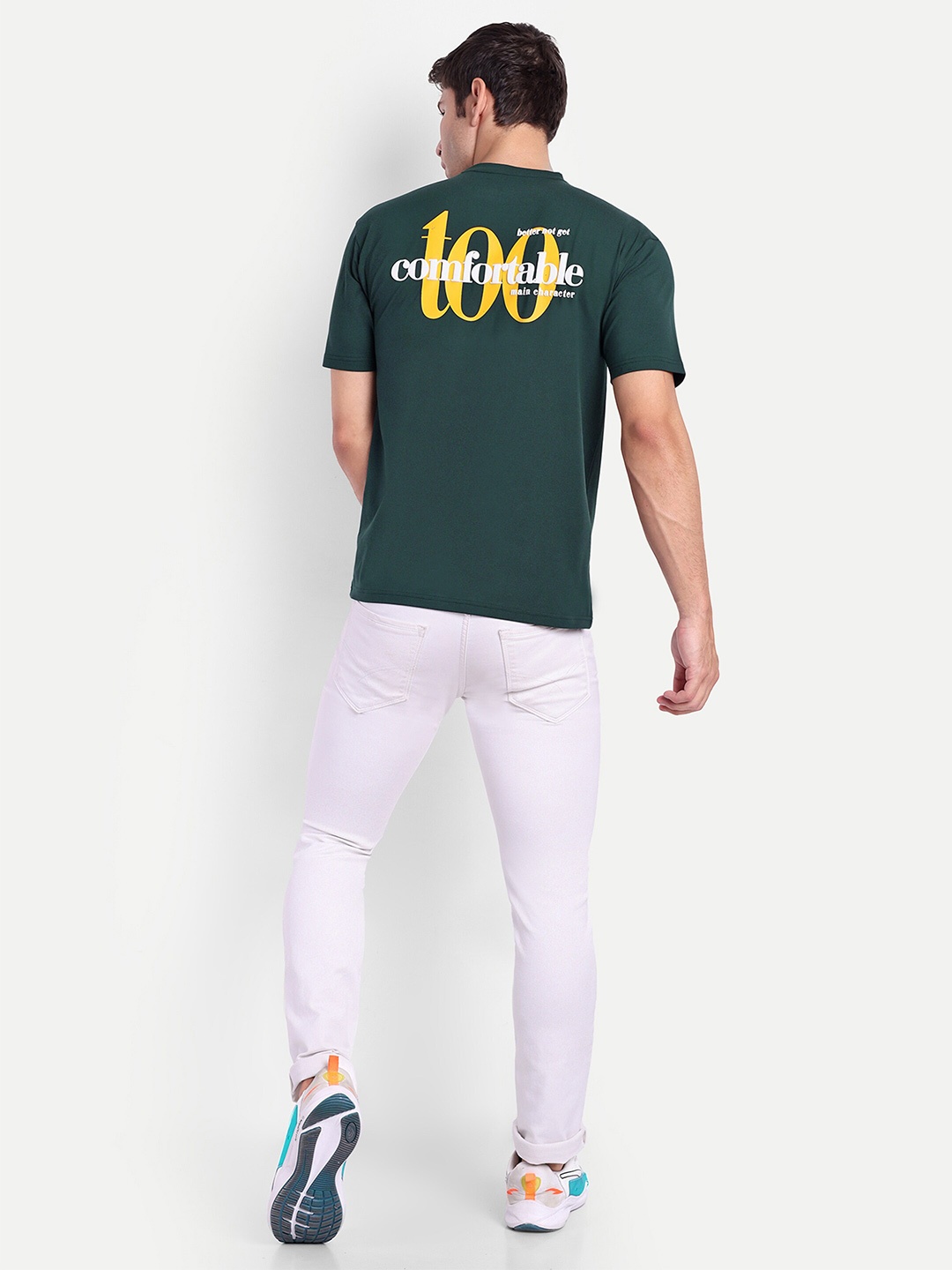 

REPRISE Typography Printed Round Neck Oversized T-shirt, Green