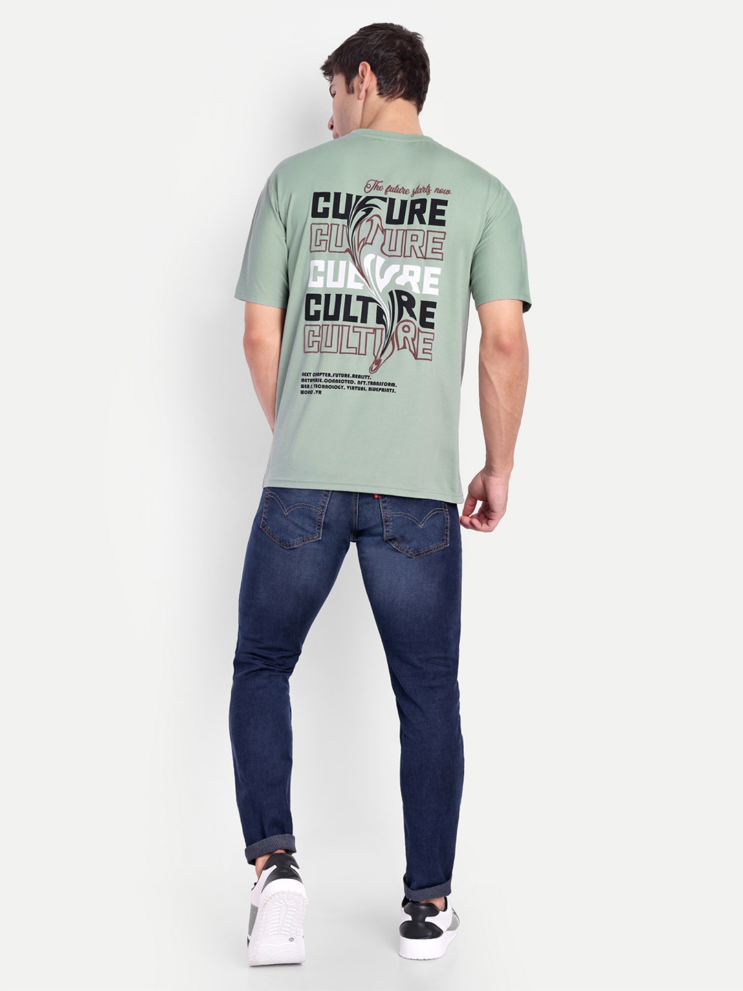 

REPRISE Typography Printed Round Neck Oversized T-shirt, Lime green