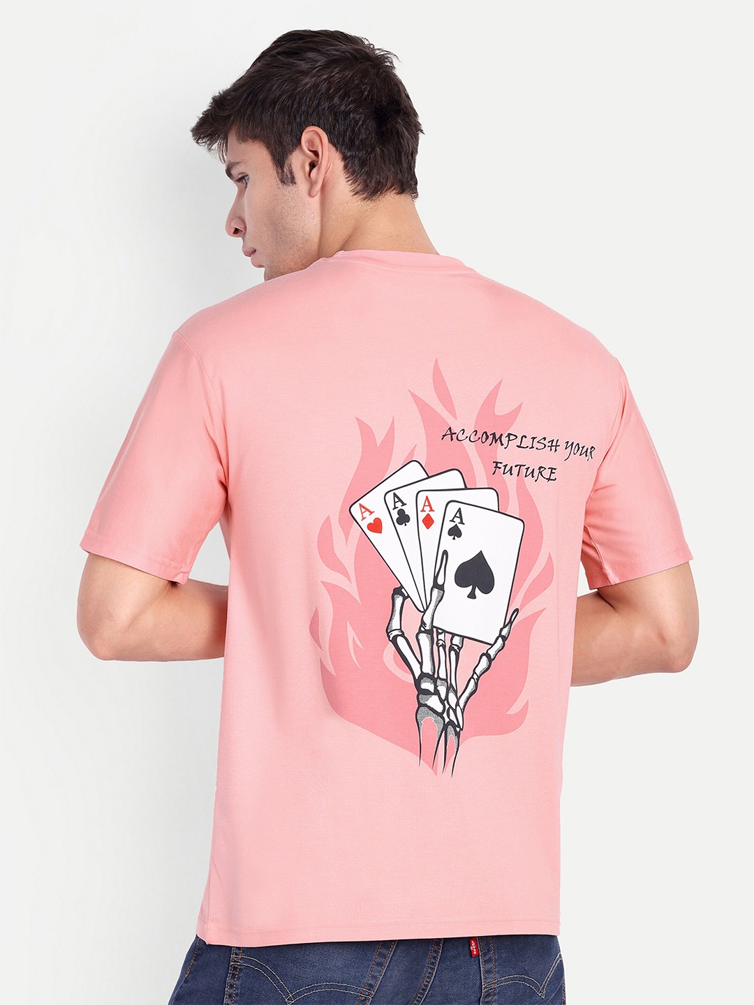 

REPRISE Typography Printed Round Neck Short Sleeves T-shirt, Pink