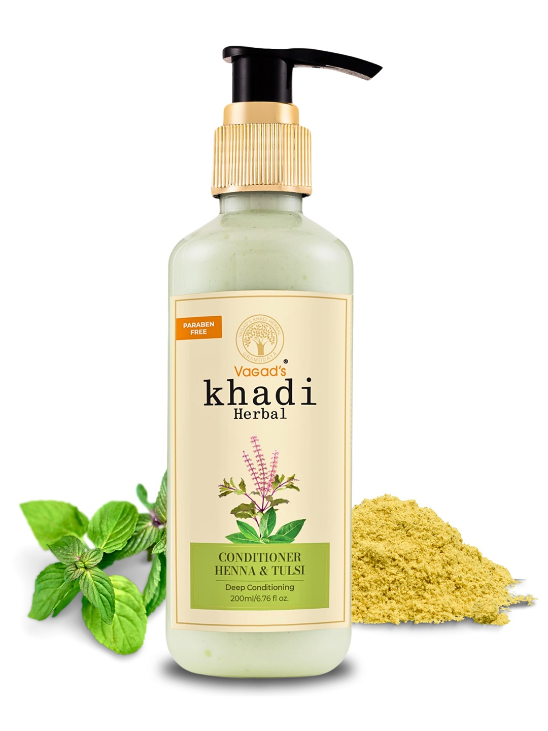 

Vagads Khadi Herbal Henna & Tulsi Conditioner - 200ml, Green