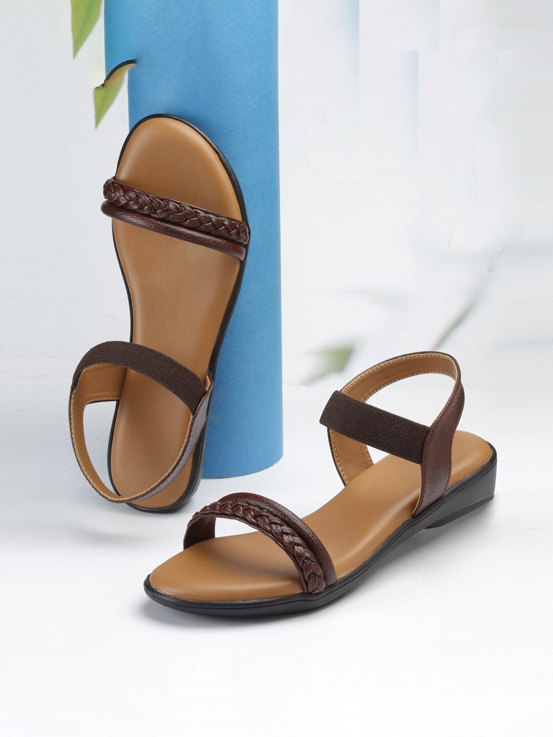 

DEAS Textured Open Toe Flats, Brown