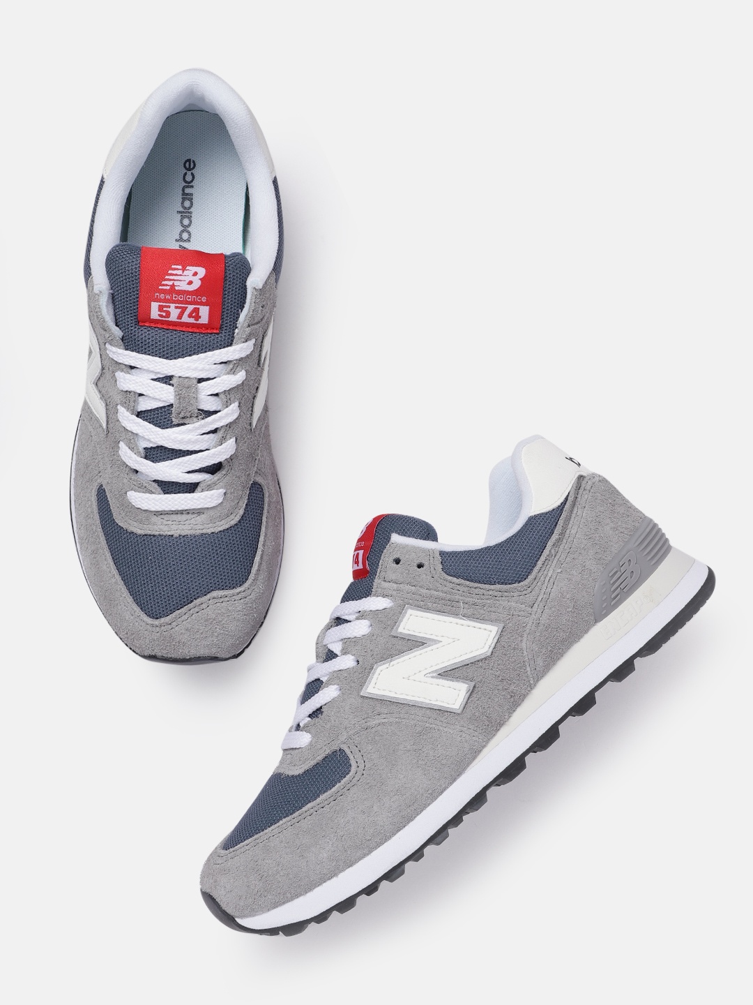 

New Balance Men Woven Design & Colourblocked 574 Sneakers, Grey