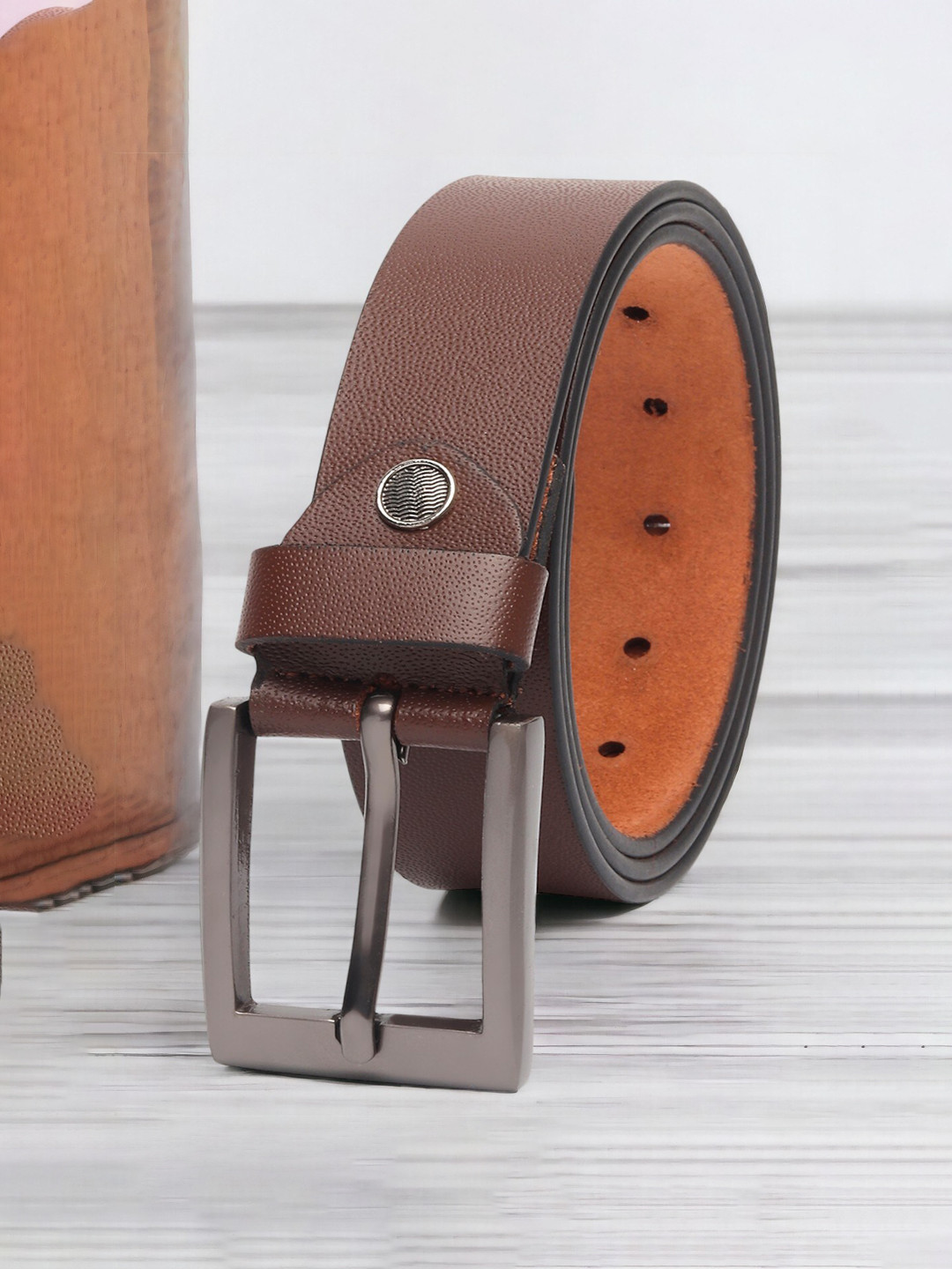 

Provogue Men Leather Formal Belt, Brown