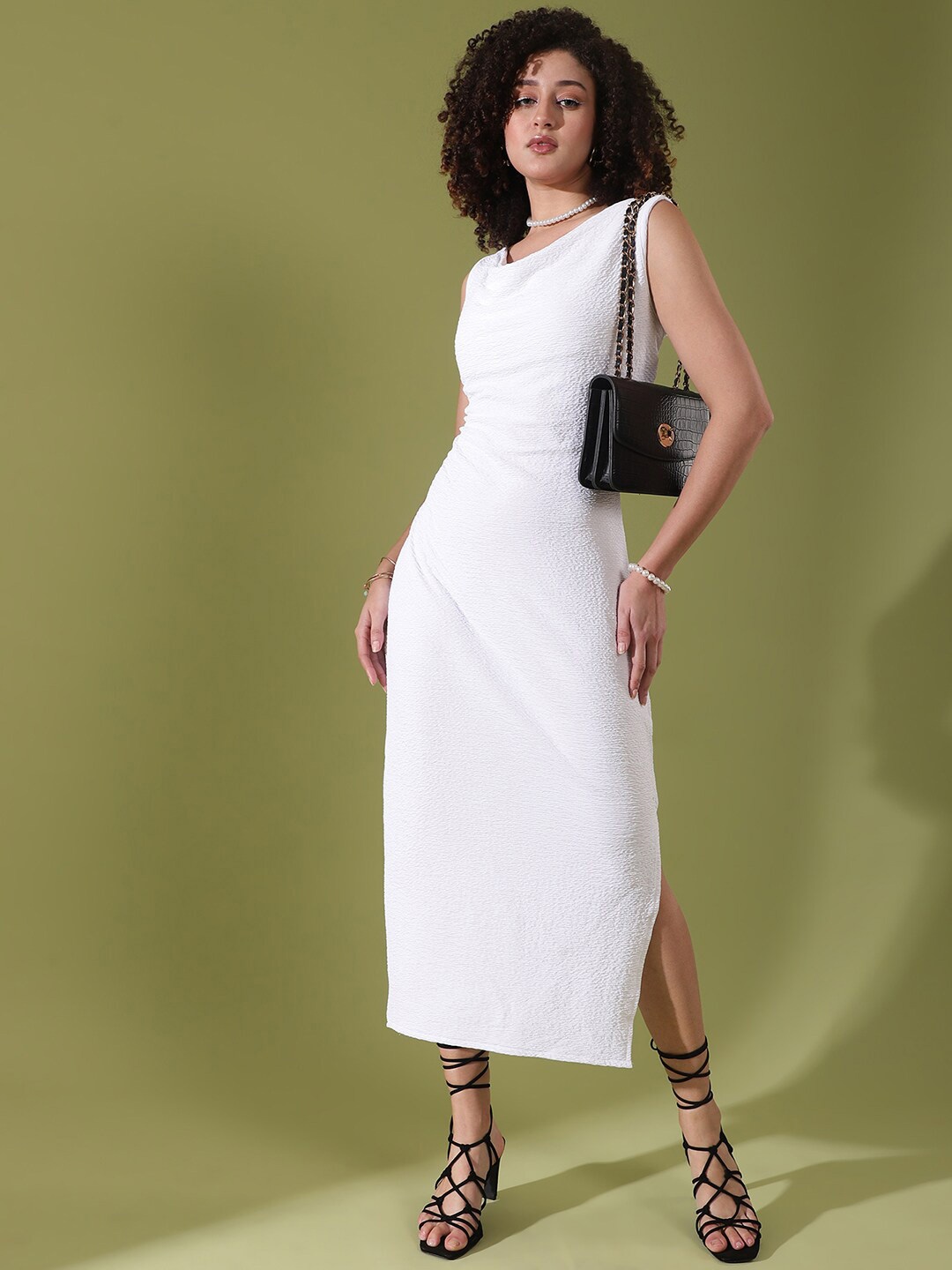 

Selvia Self Design Sheath Midi Dress, White