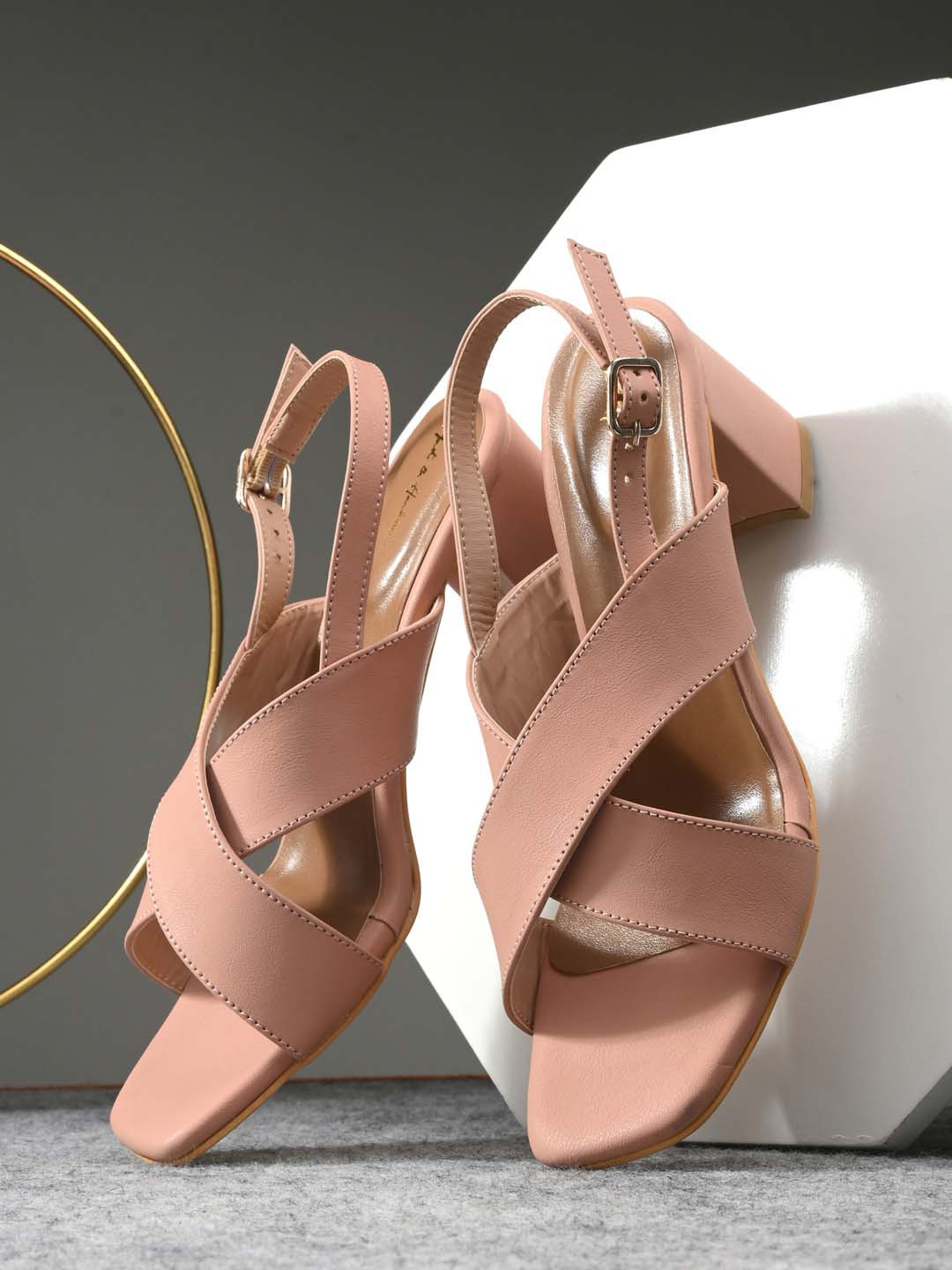 

Mast & Harbour Open Toe Block Heels, Brown