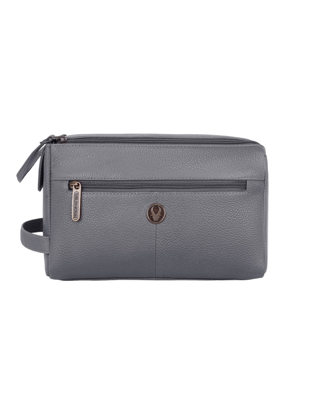 

WildHorn Leather Toiletry Travel Bag, Grey