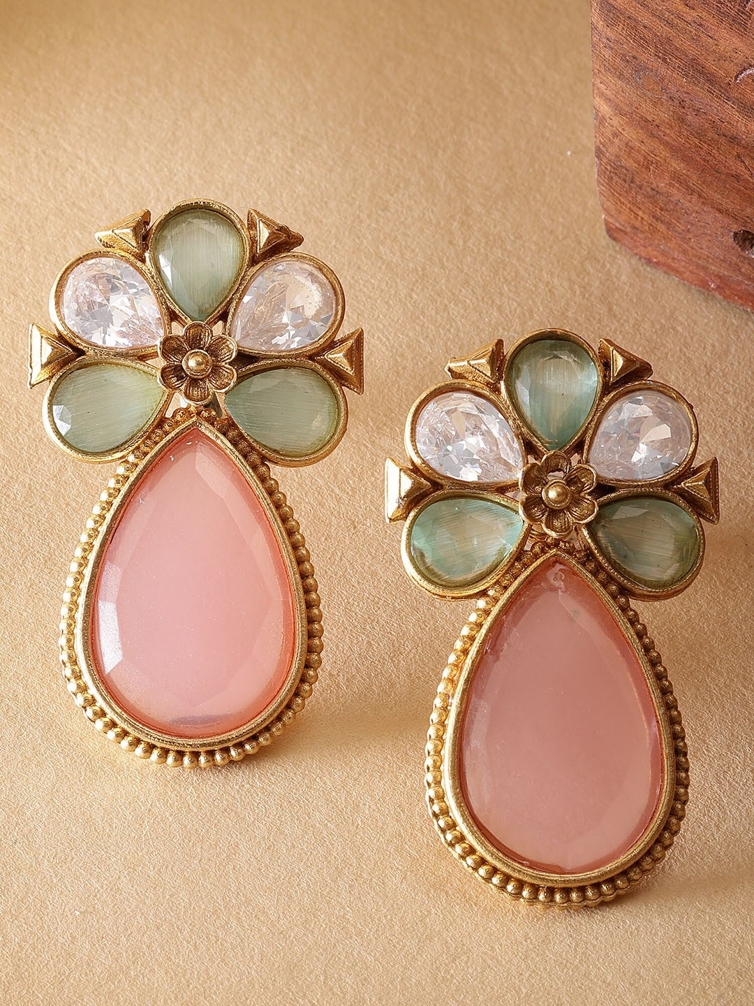 

KARATCART Gold Plated Contemporary Drop Earrings, Pink