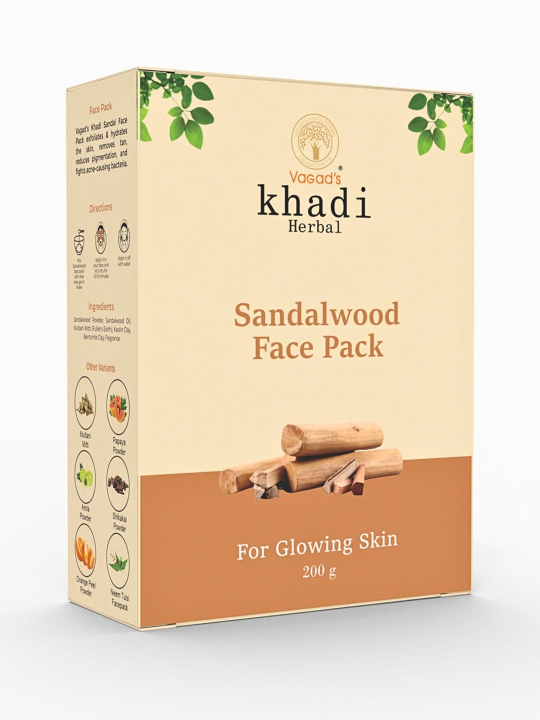 

Vagads Khadi Sandalwood Face Pack - 200 gm, Brown