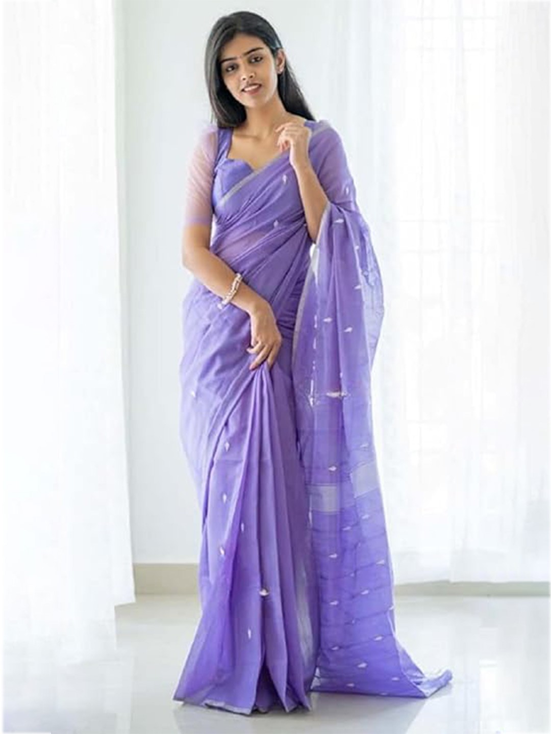 

KALINI Ethnic Motifs Zari Silk Cotton Kanjeevaram Saree, Blue