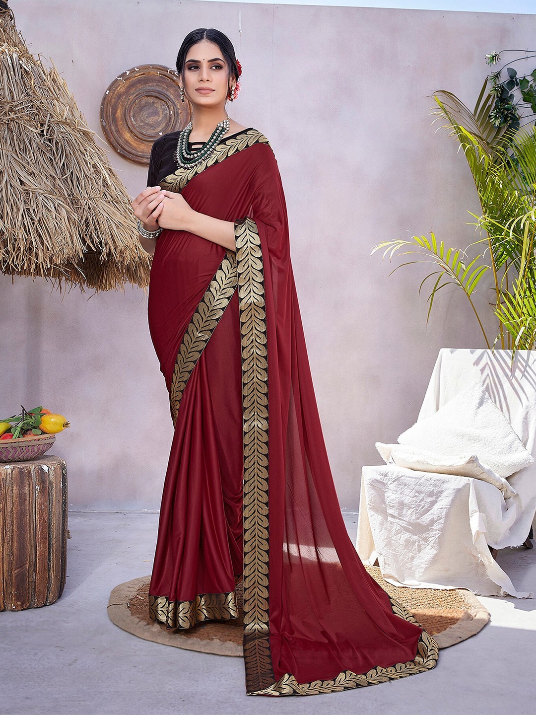 

KALINI Zari Saree, Maroon
