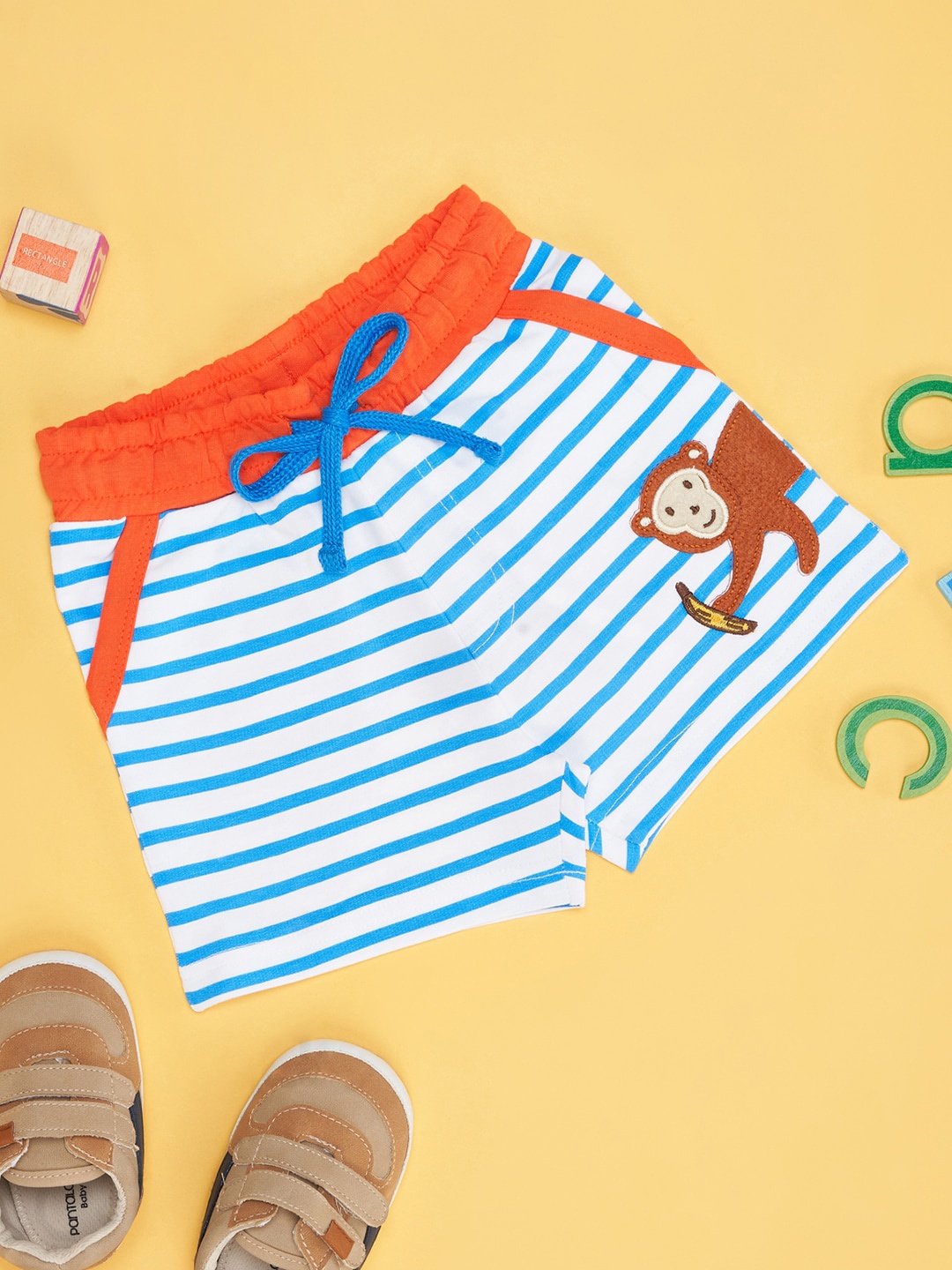 

Pantaloons Baby Boys Striped Pure Cotton Shorts, White