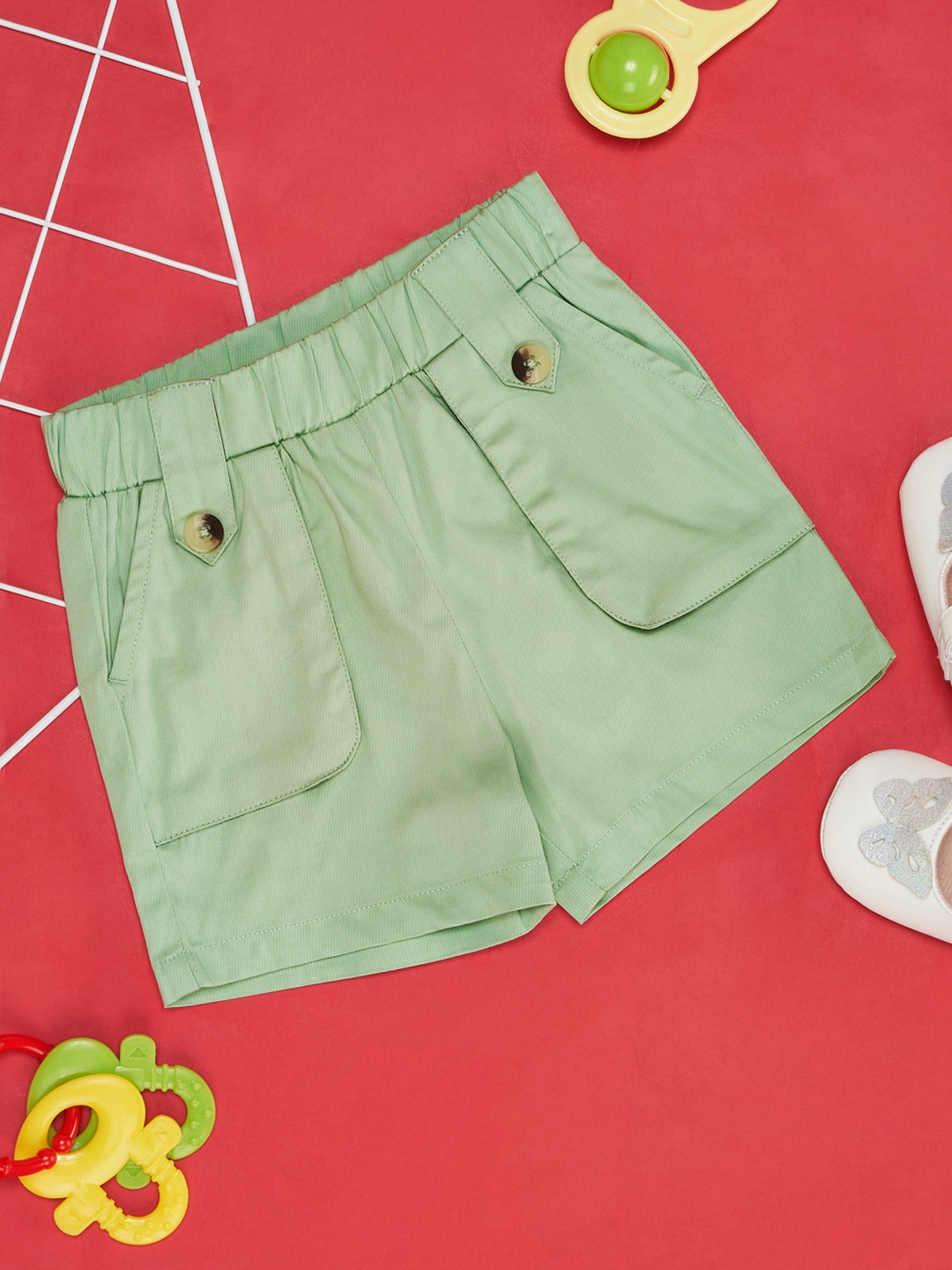 

Pantaloons Baby Girls Mid-Rise Shorts, Green