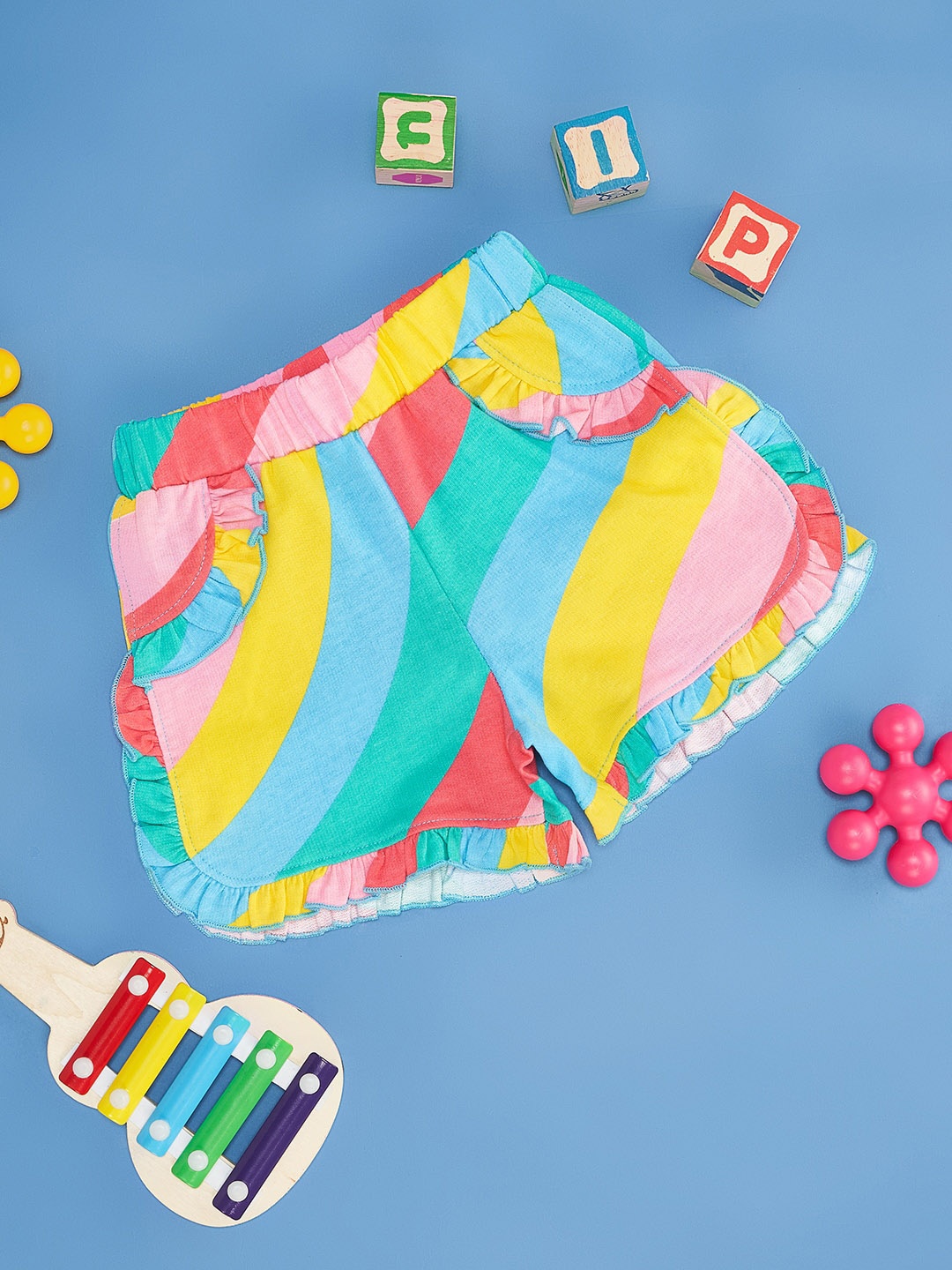 

Pantaloons Baby Girls Striped Pure Cotton Shorts, Pink