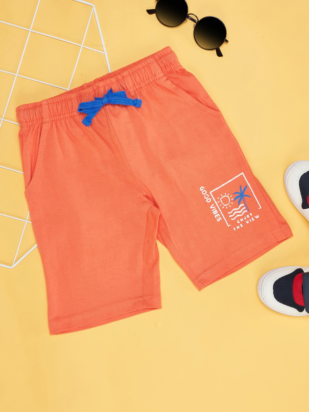 

Pantaloons Junior Boys Mid-Rise Pure Cotton Shorts, Peach