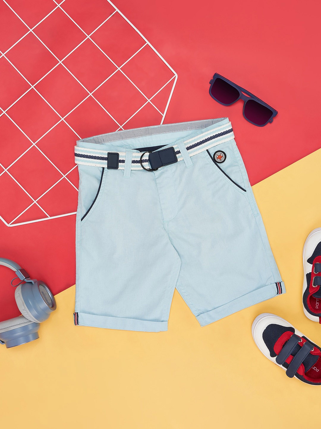 

Pantaloons Junior Boys Mid-Rise Cotton Regular Shorts, Blue