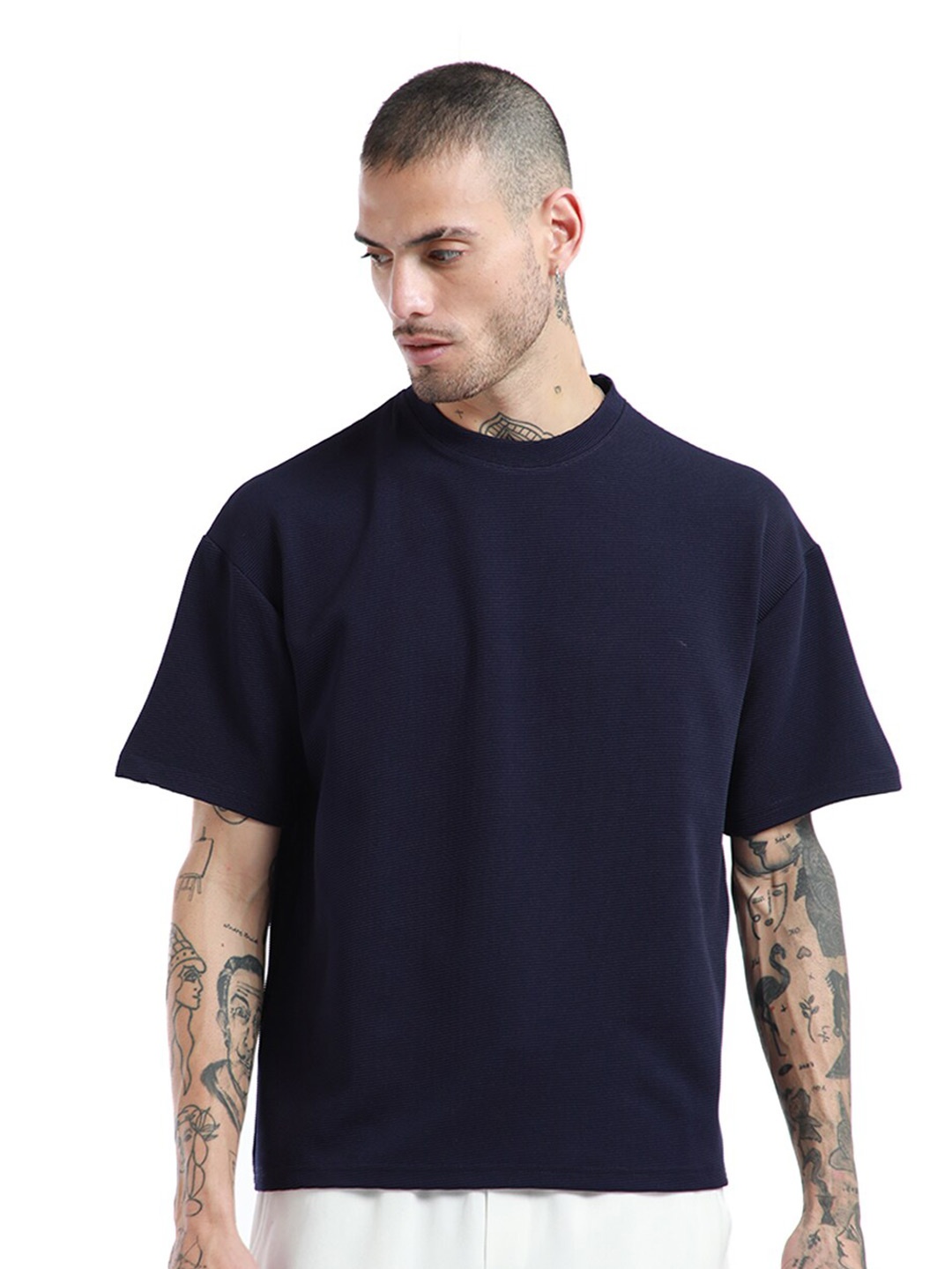 

Banana Club Cotton Round Neck Short Sleeves Pockets Casual T-shirt, Navy blue