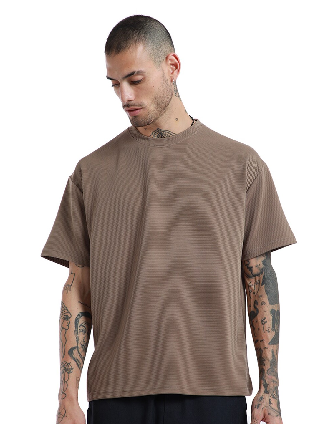 

Banana Club Cotton Round Neck Short Sleeves Pockets Casual T-shirt, Brown