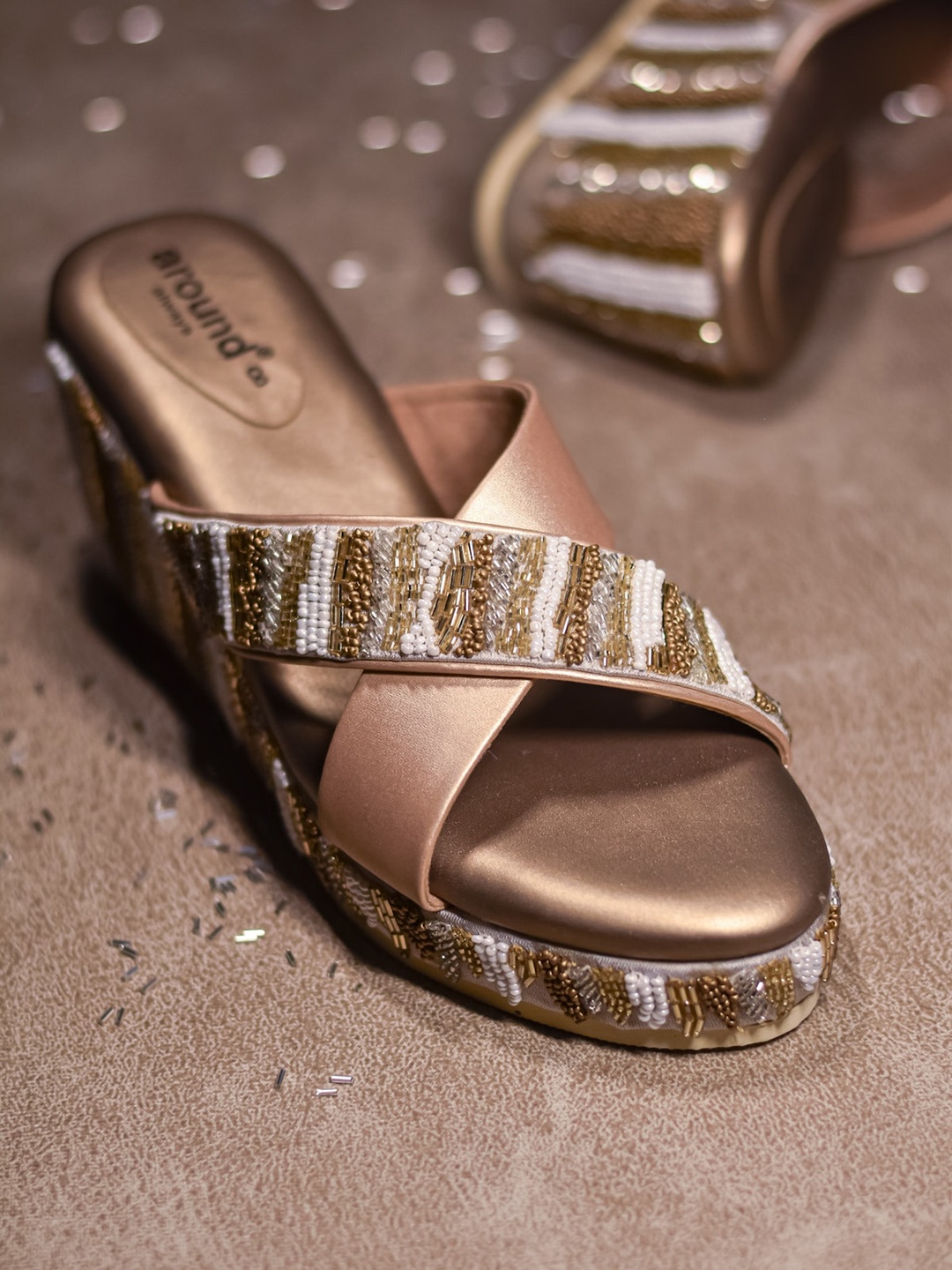 

Around Always Zia Woven Design Sneakers, Gold