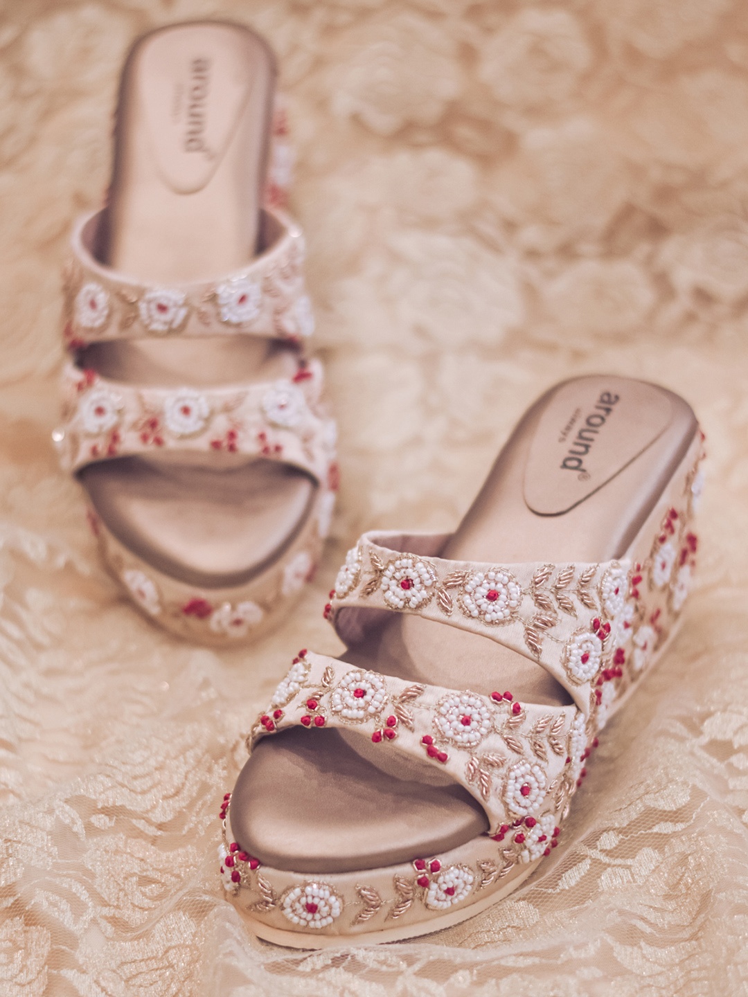 

Around Always Gulshan Embellished Open Toe Wedge Heels, Gold