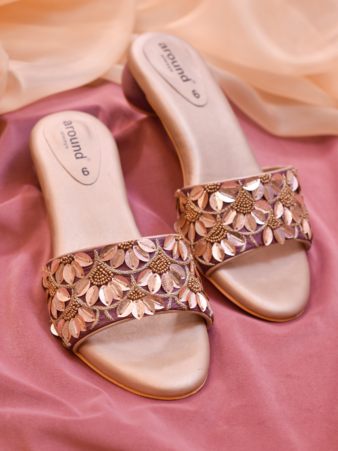 

Around Always Quartz Embellished Heels, Rose gold