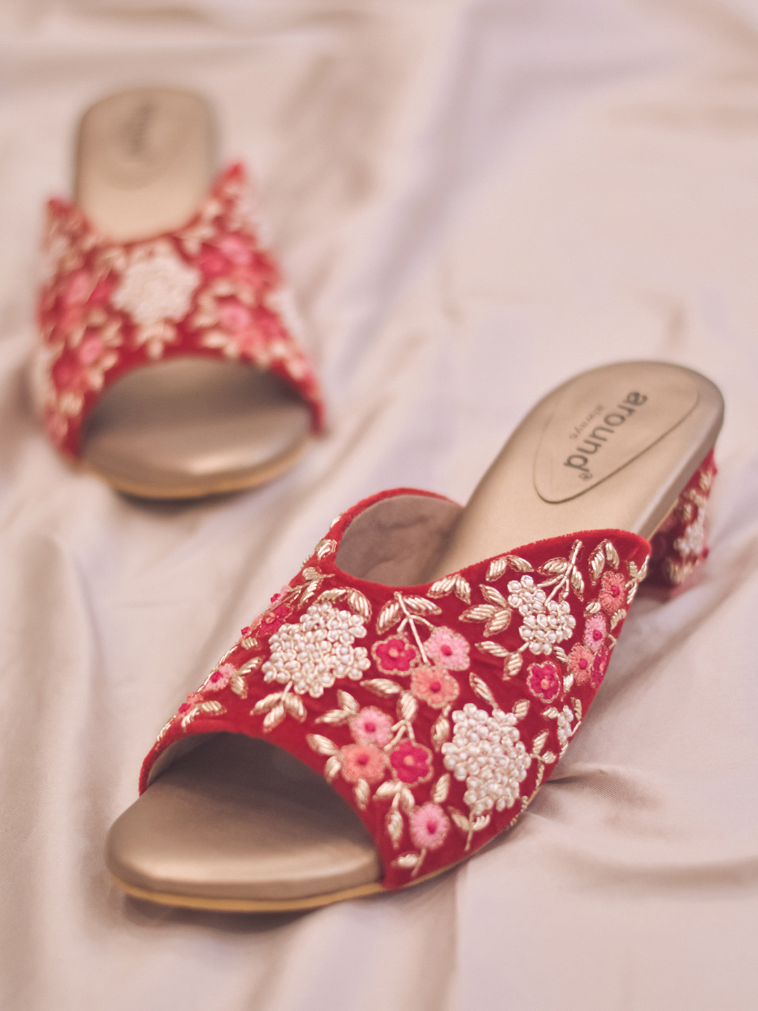 

Around Always Shireen Embellished Open Toe Block Heels, Red