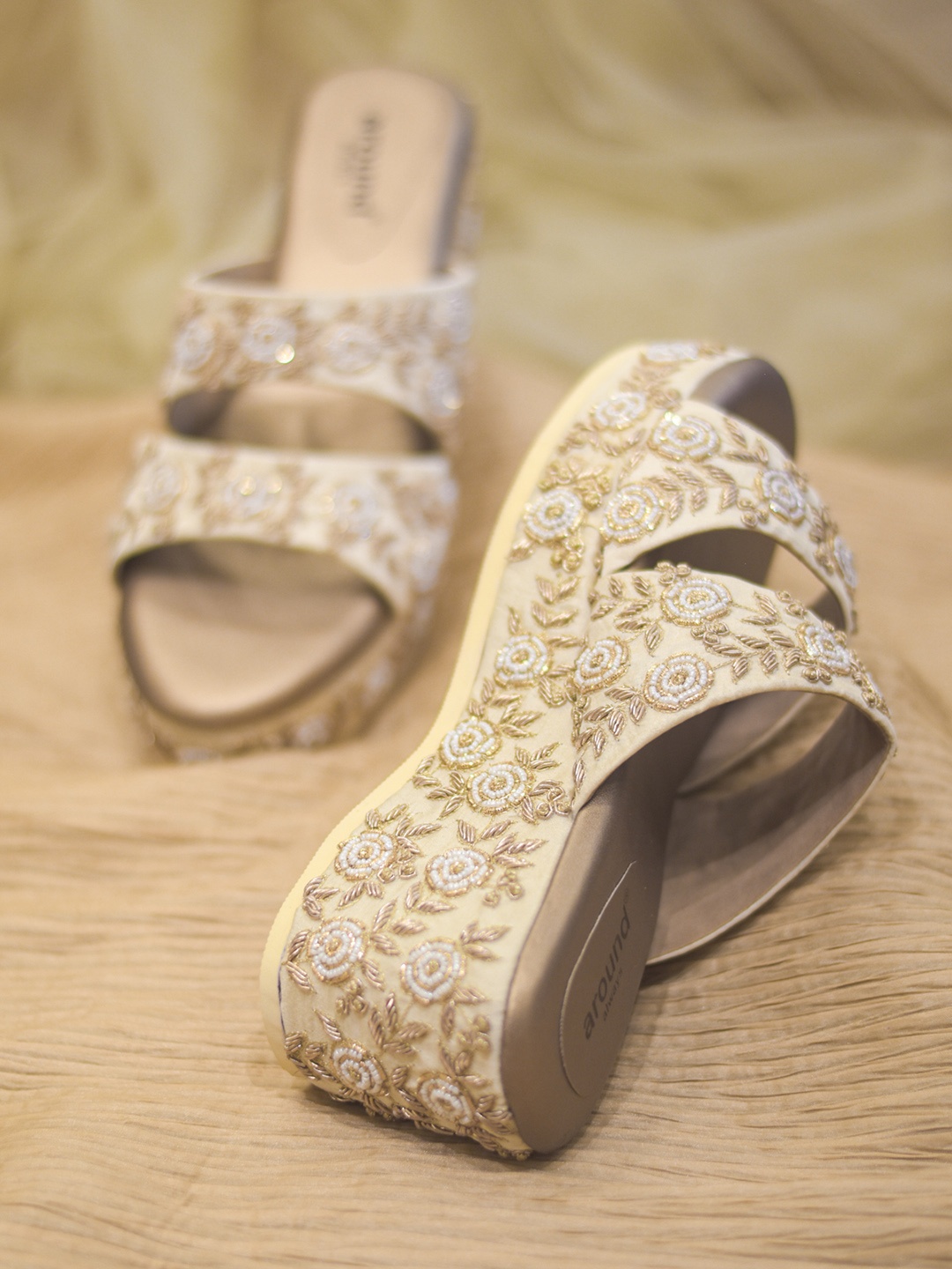 

Around Always Gulshan Embellished Wedge Heels, Gold