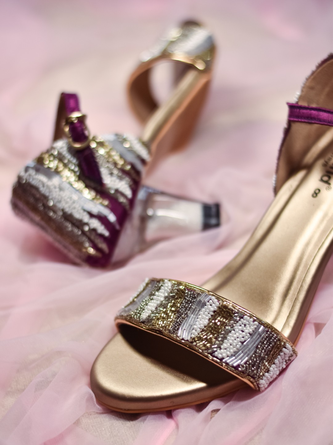 

Around Always Zia Embellished Party Block Sandals, Purple