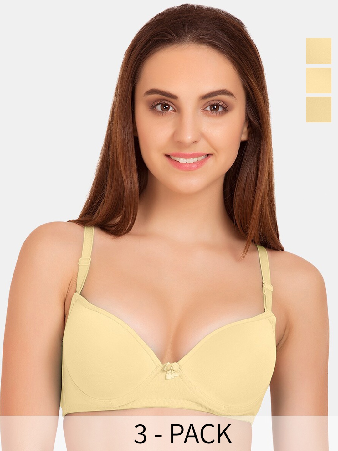 

Tweens Pack of 3 Medium Coverage Heavily Padded Push-Up Bras with All Day Comfort, Beige