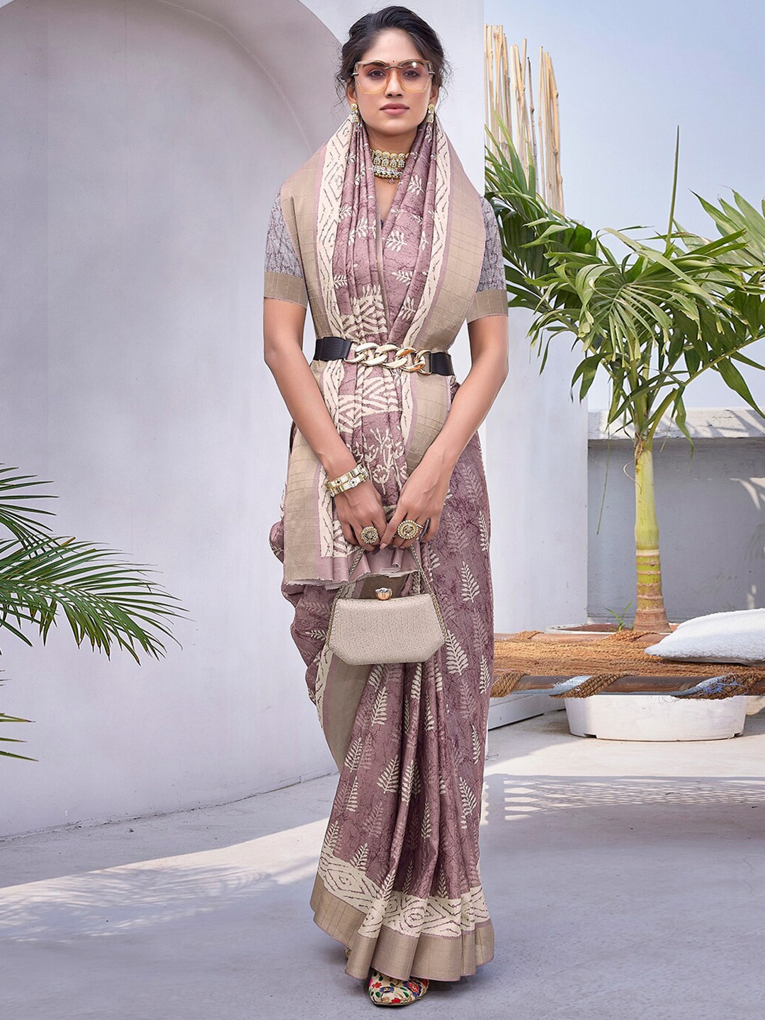 

SANSKAR Ethnic Motifs Zari Silk Cotton Saree, Peach