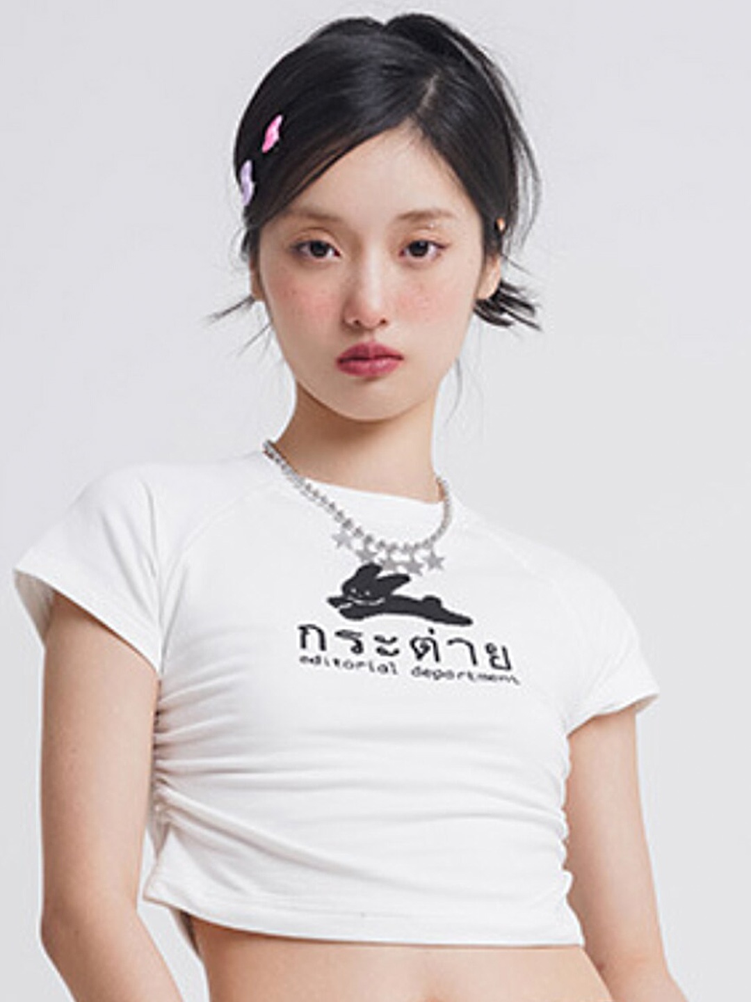 

LULU & SKY Printed Cotton Crop Top, White