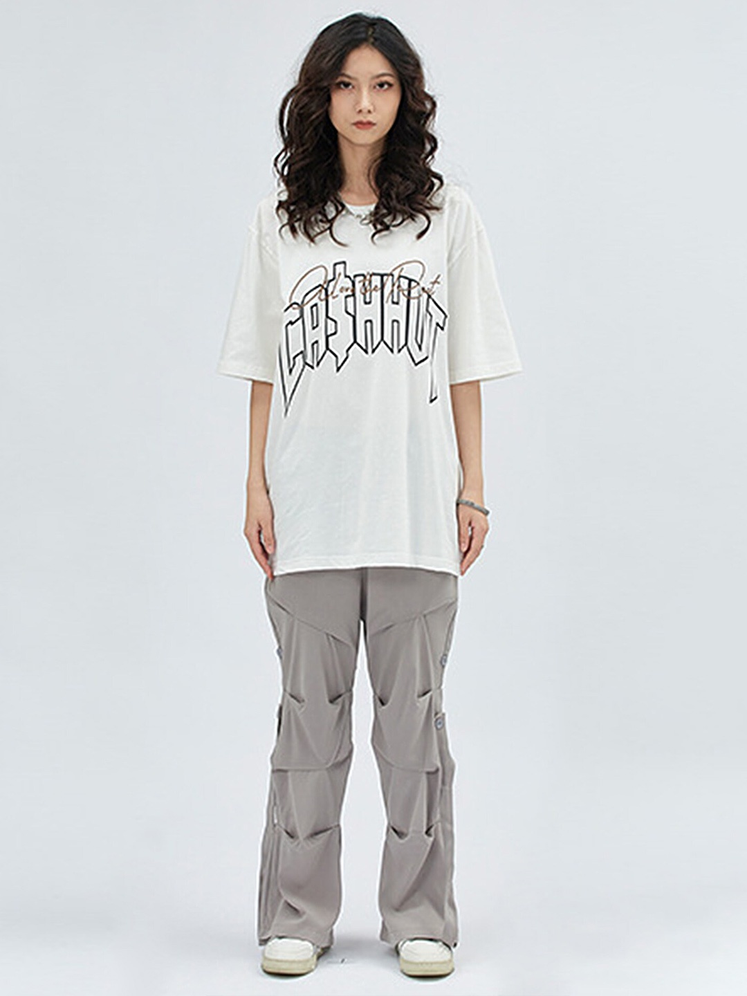 

LULU & SKY Round Neck Print Cotton Top, White