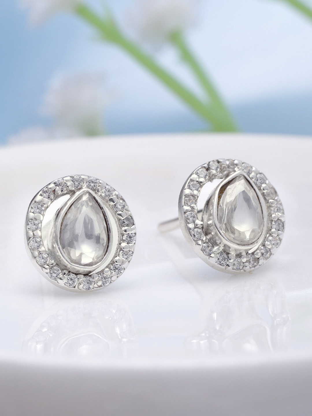

Unniyarcha 92.5 Silver Circular Kundan Studs