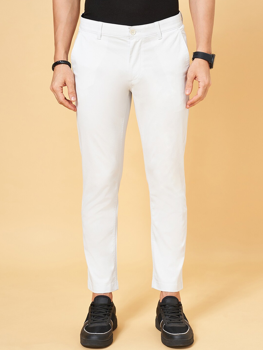 

BYFORD by Pantaloons Men Slim Fit Low-Rise Trousers, Blue