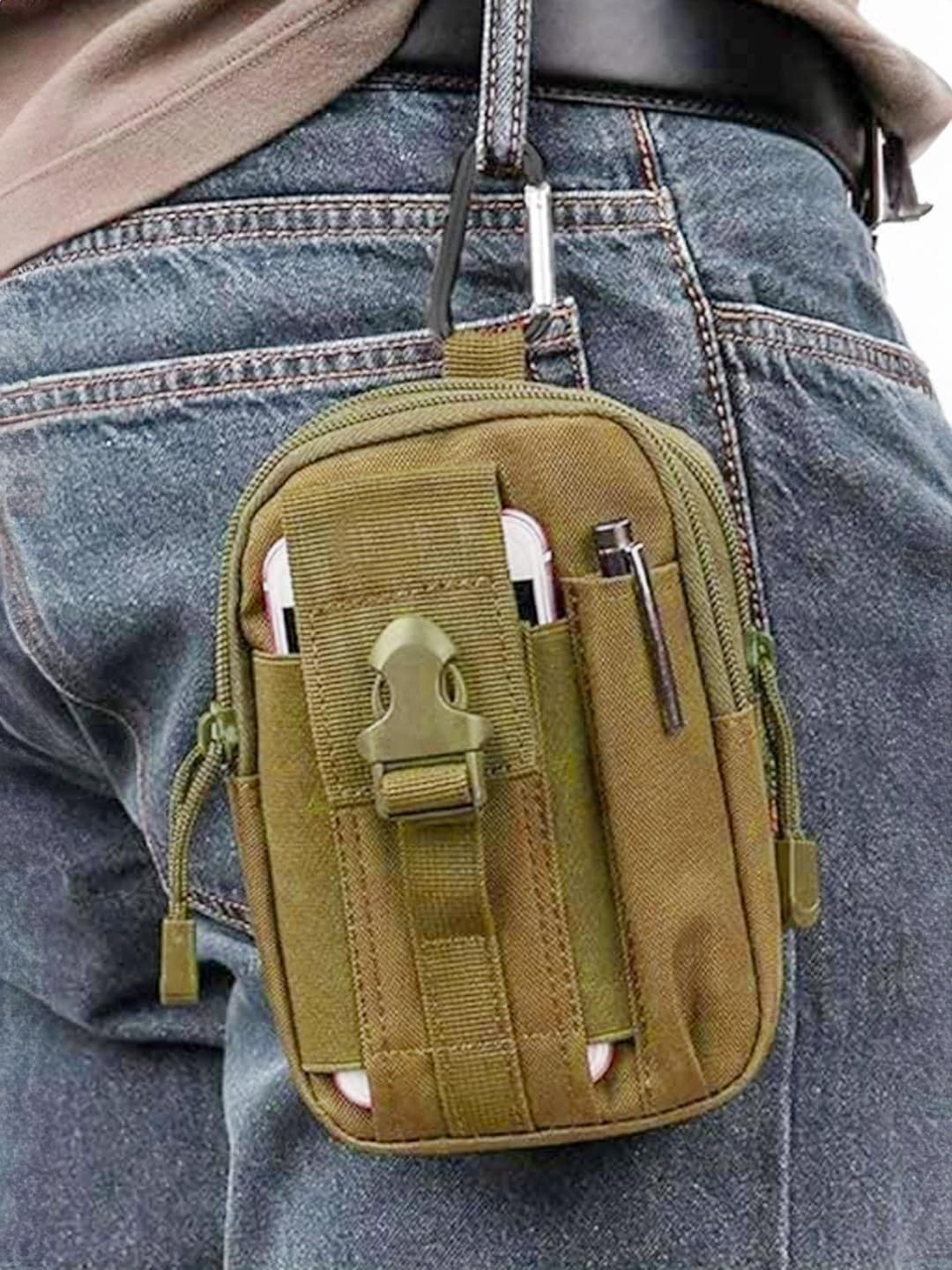 

INKMILAN Unisex Portable Sports Waist Pouch With Buckle Detail, Brown