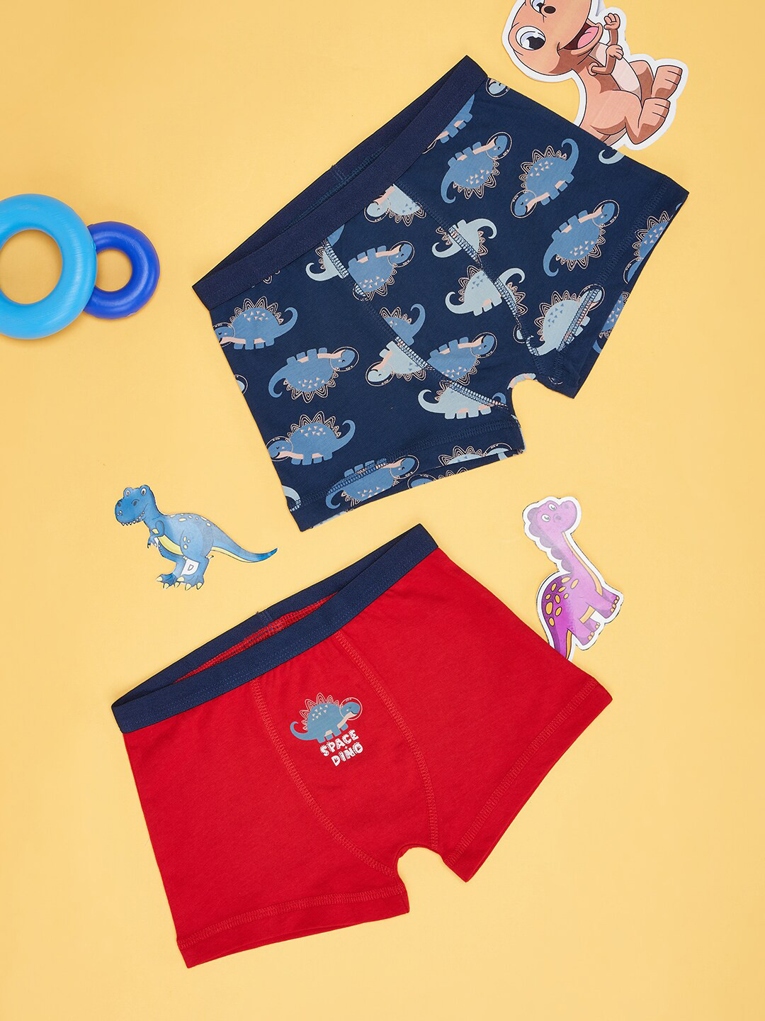 

Pantaloons Junior Boys Pack Of 2 Printed Pure Cotton Trunks 8909044226907, Navy blue