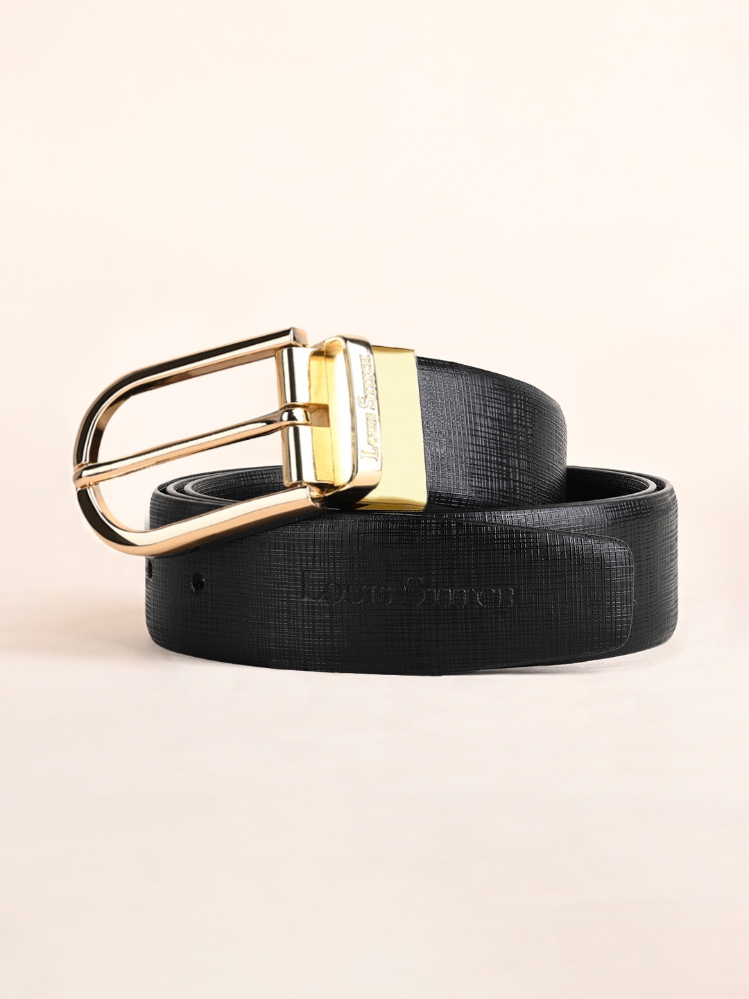 

LOUIS STITCH Men Leather Reversible Formal Belt, Black